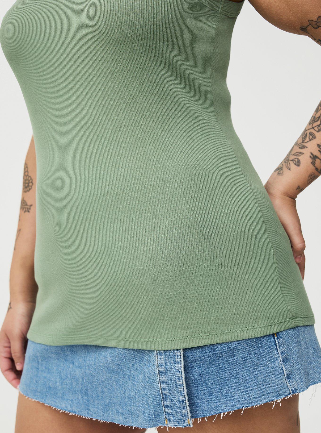 Cotton Modal Rib Scoop Tank, HEDGE GREEN, alternate