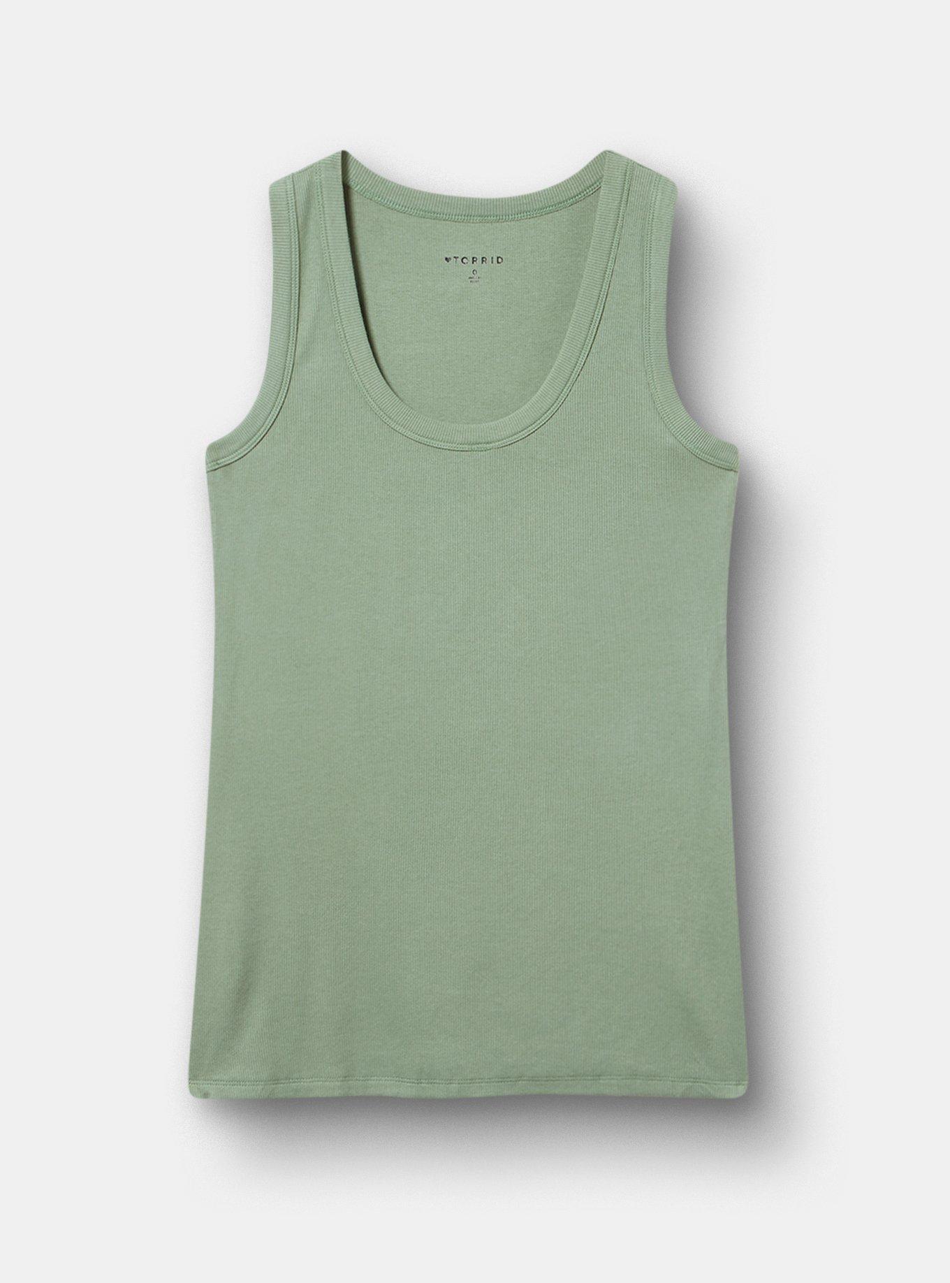 Cotton Modal Rib Scoop Tank, HEDGE GREEN, hi-res