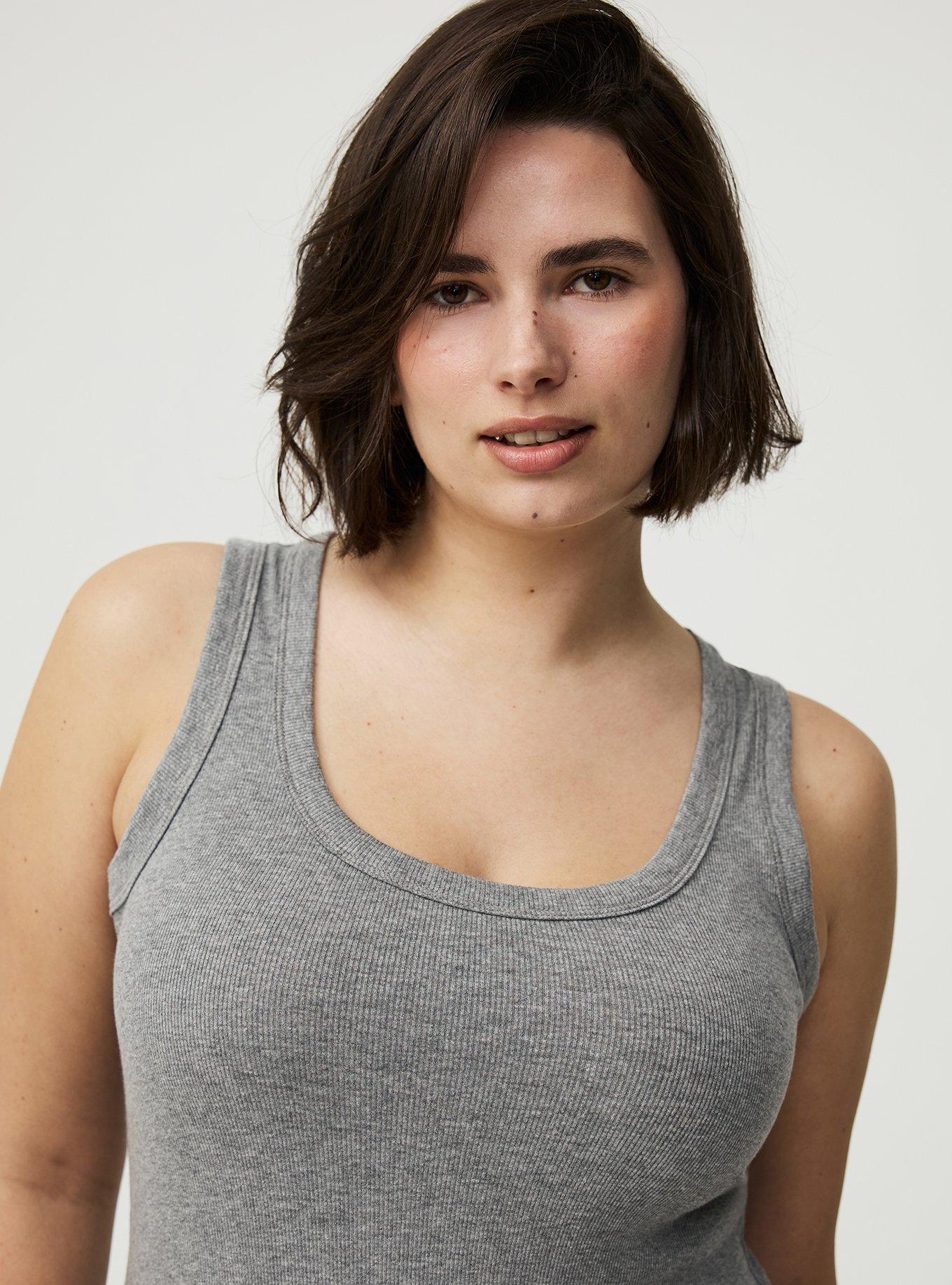 Cotton Modal Rib Scoop Tank, MED HEATHER GREY, alternate