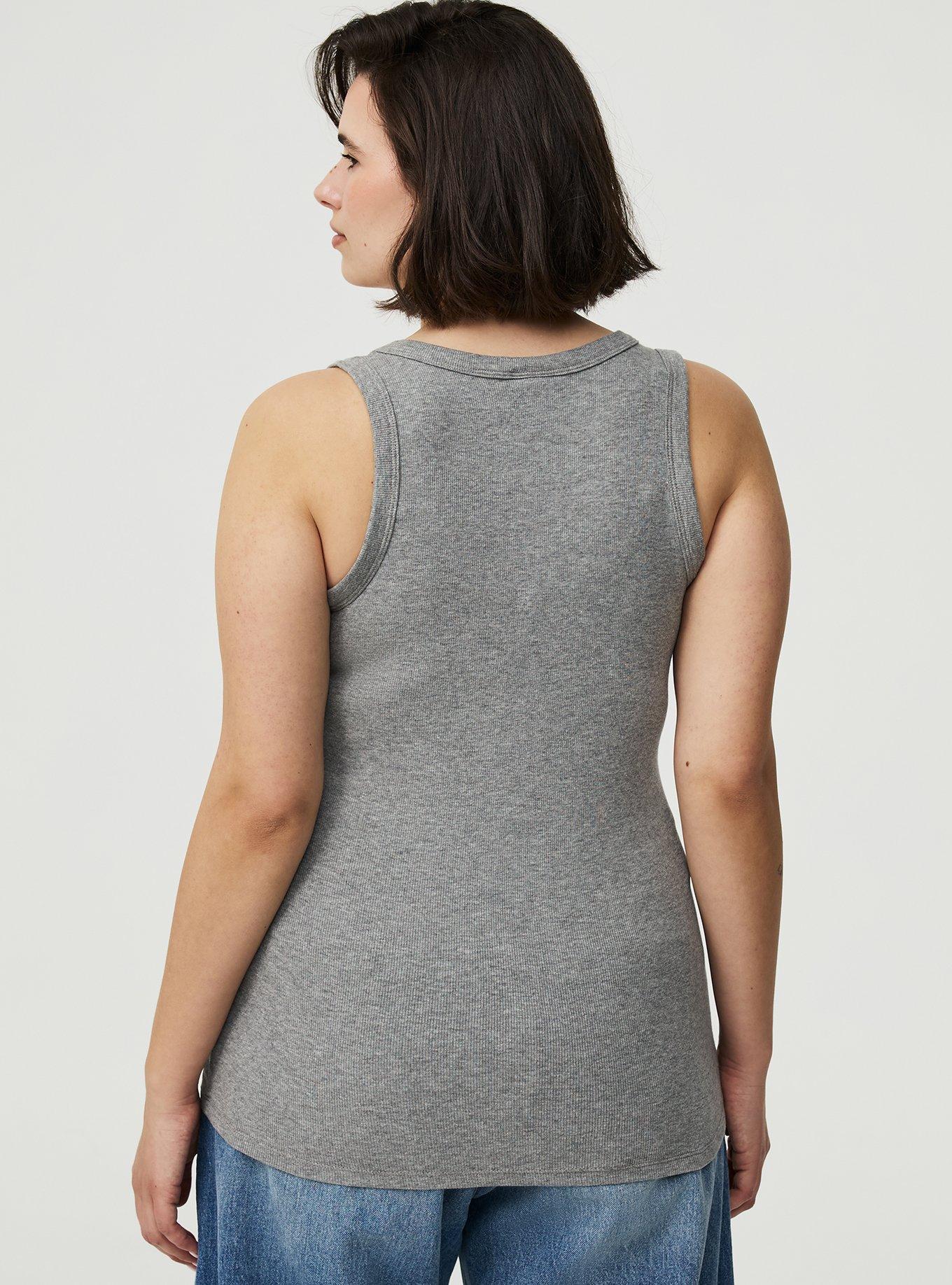 Cotton Modal Rib Scoop Tank, MED HEATHER GREY, alternate