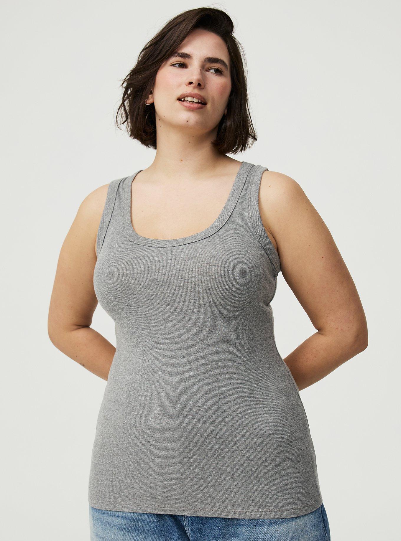 Cotton Modal Rib Scoop Tank, MED HEATHER GREY, alternate