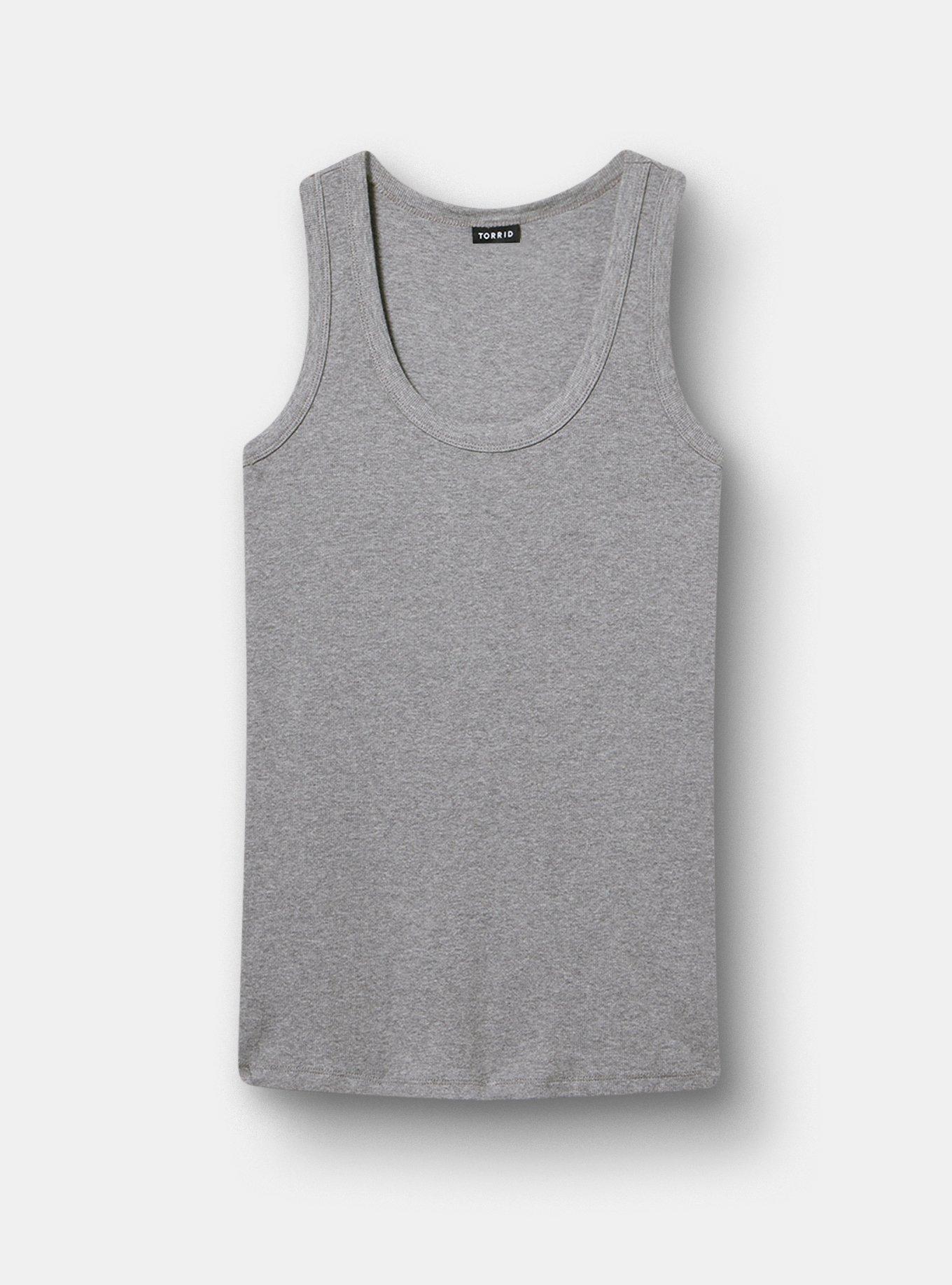 Cotton Modal Rib Scoop Tank, MED HEATHER GREY, hi-res