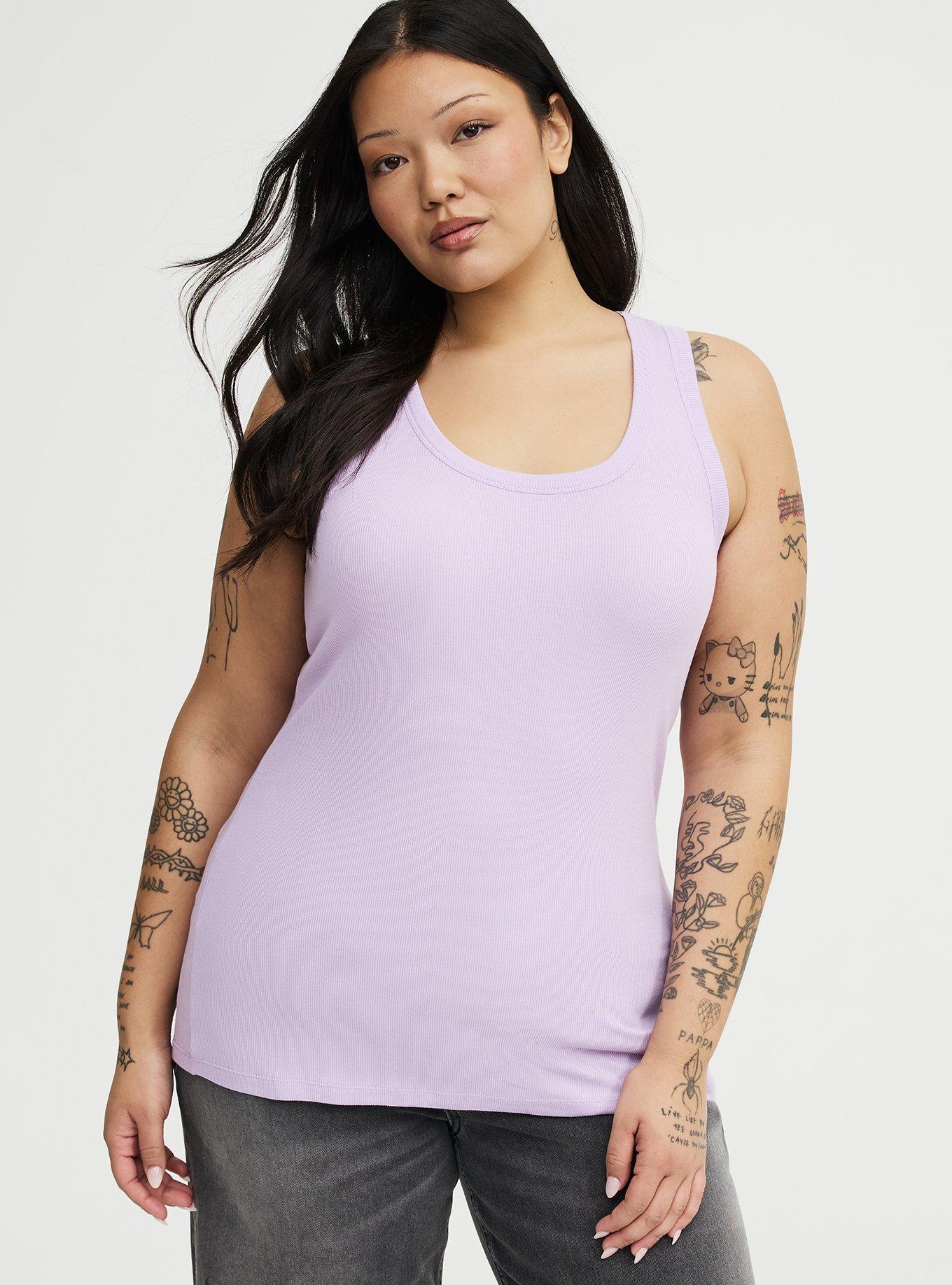 Cotton Modal Rib Scoop Tank, ENGLISH HYACINTH, hi-res