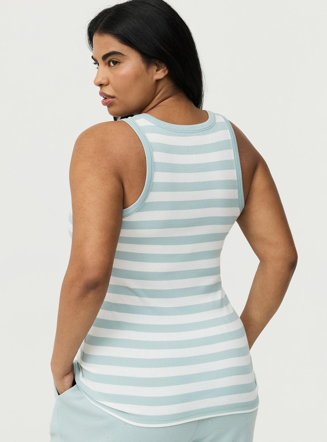 Cotton Modal Rib Scoop Tank, GRAY MIST WHISPER WHITE STRIPE, alternate