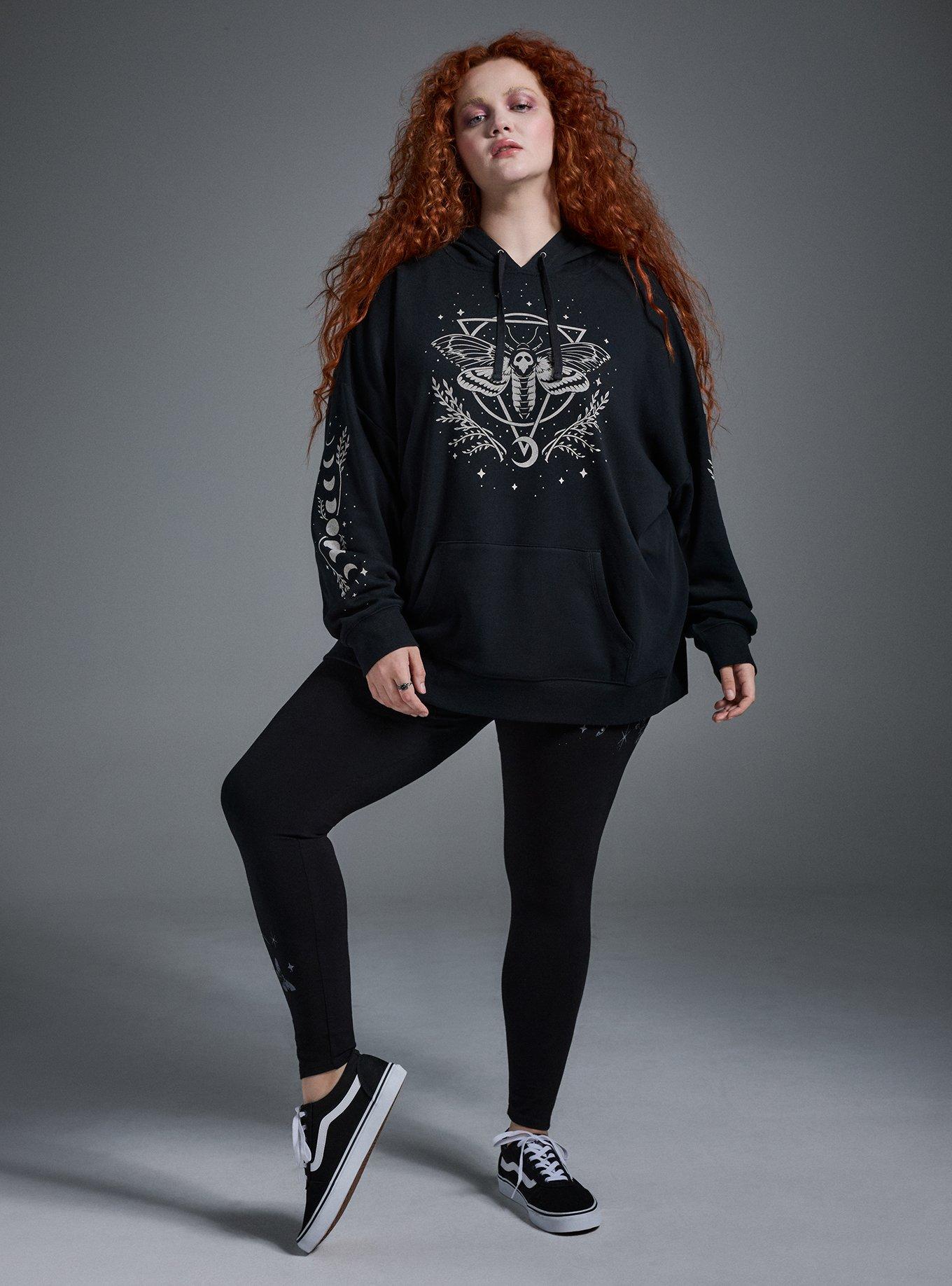 Nightfall Cozy Fleece Hoodie, DEATH HEAD MOTH DEEP BLACK, alternate