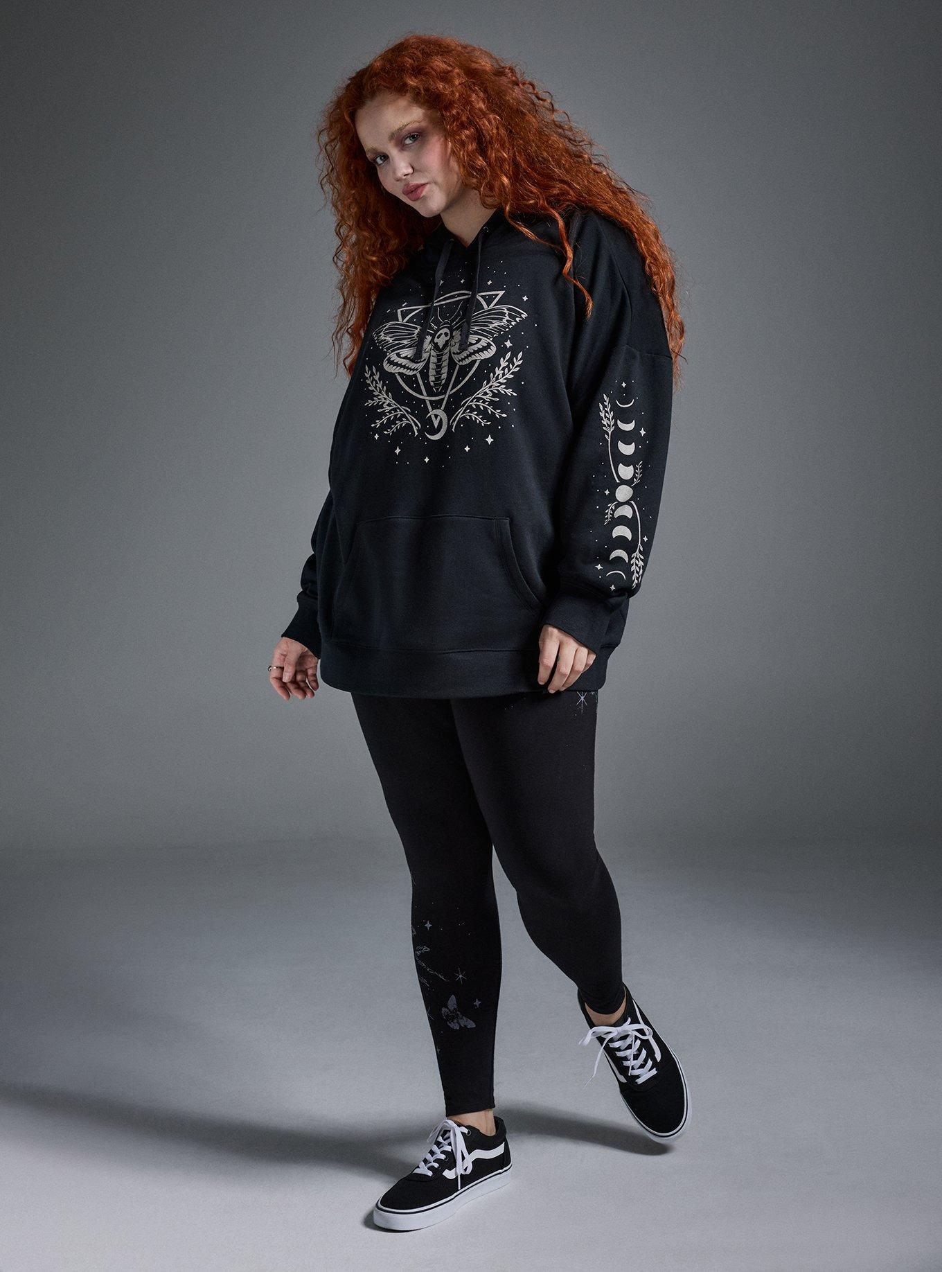 Nightfall Cozy Fleece Hoodie, DEATH HEAD MOTH DEEP BLACK, alternate