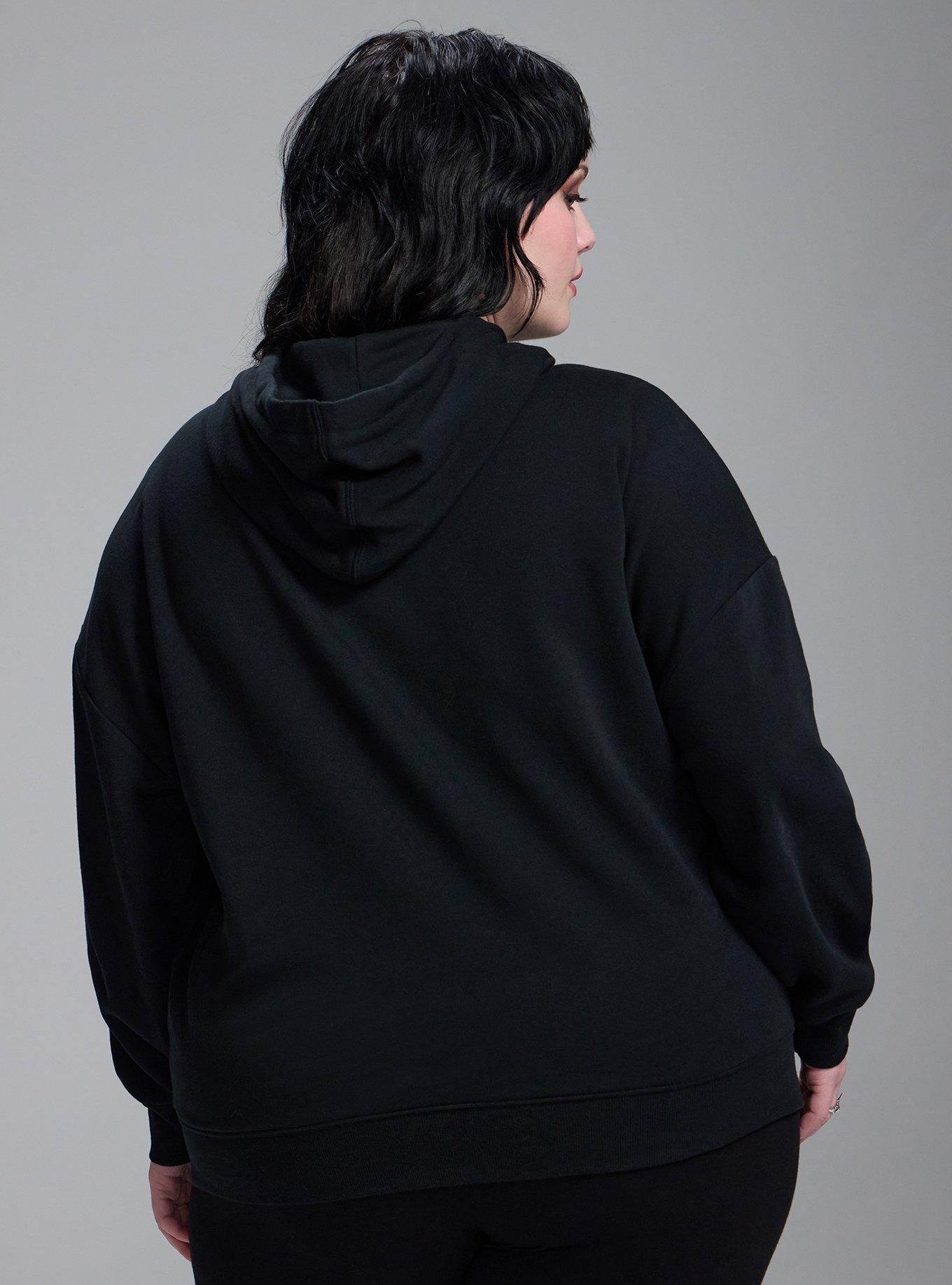 Nightfall Cozy Fleece Hoodie, SKELETON ROSE HAND DEEP BLACK, alternate