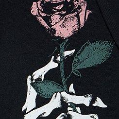 Nightfall Cozy Fleece Hoodie, SKELETON ROSE HAND DEEP BLACK, swatch