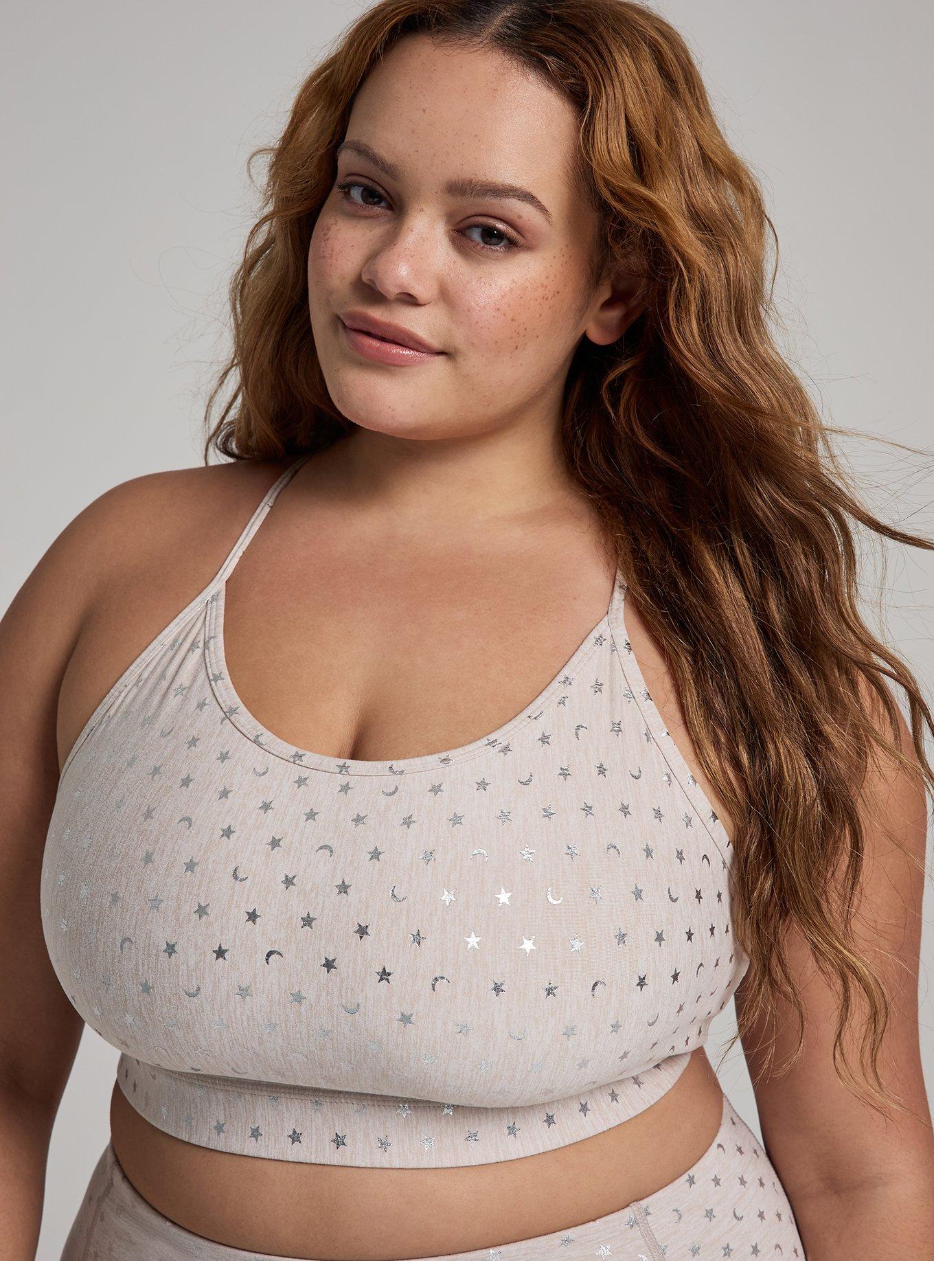 TRU Super Soft Performance Jersey Shine Active Bra, OATMEAL HEATHER, alternate