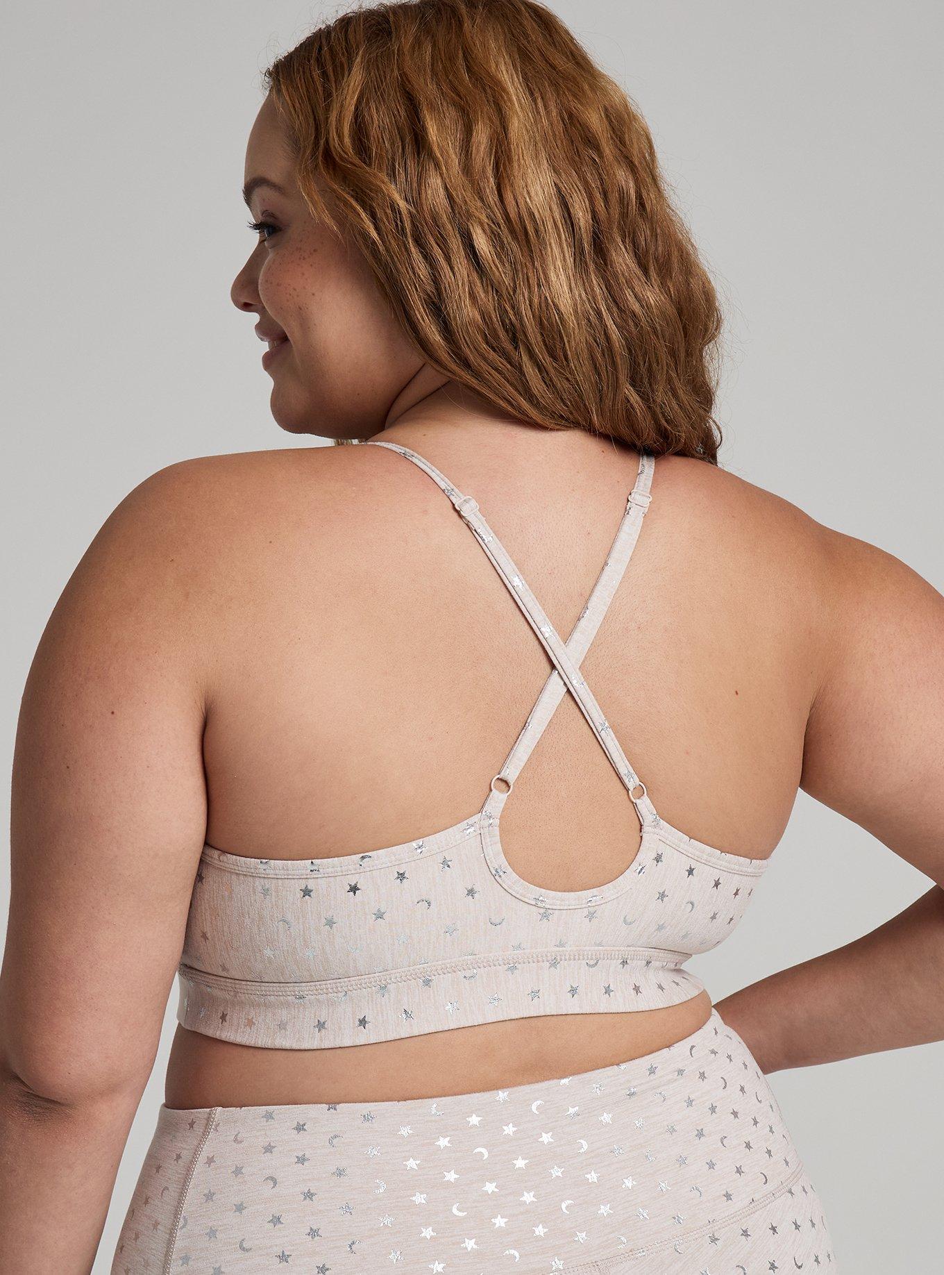 TRU Super Soft Performance Jersey Shine Active Bra, OATMEAL HEATHER, alternate