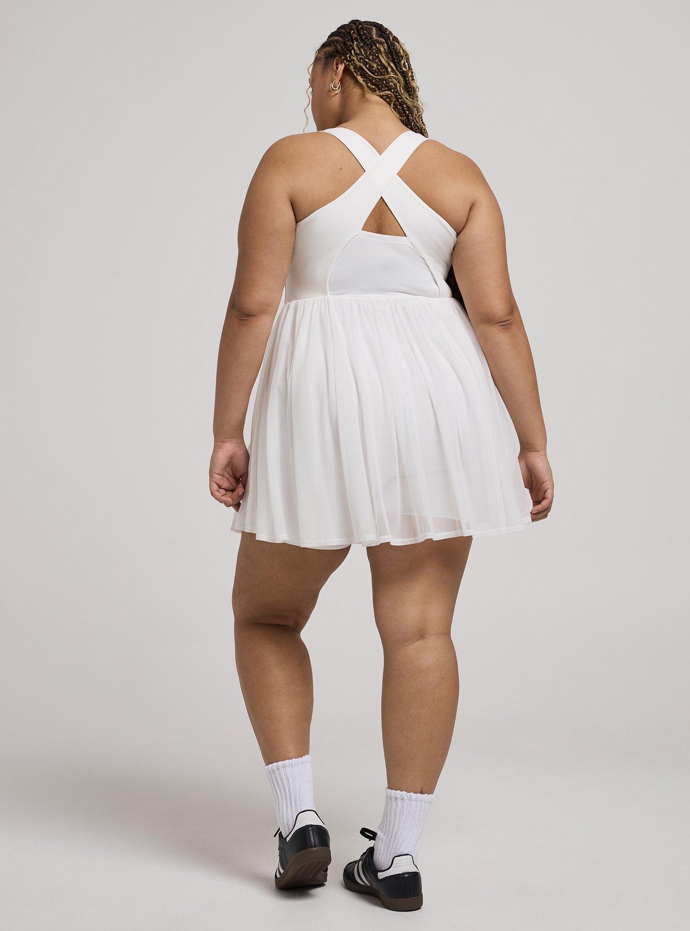 TRU Performance Core Mesh Ruffle 2fer Active Dress, BLANC DE BLANC, alternate
