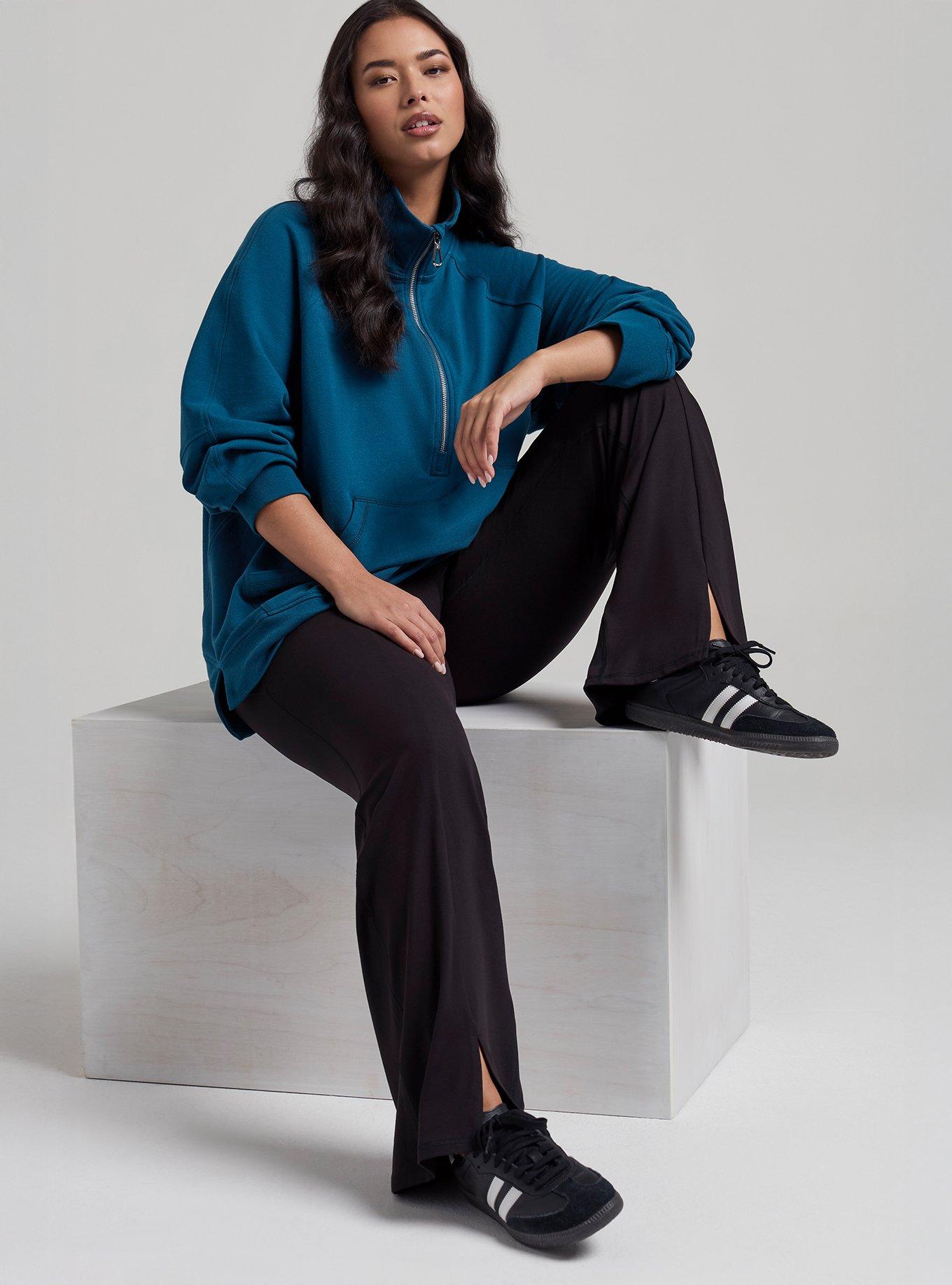 Plus Size TRU Super Soft Performance Jersey Flare Legging, DEEP BLACK, hi-res