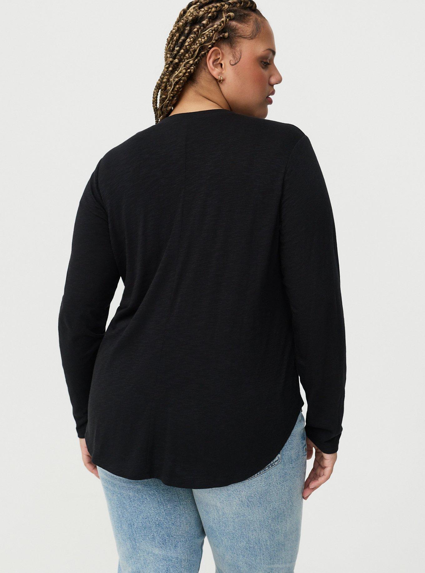 Harper Vintage Slub V-Neck Top, DEEP BLACK, alternate