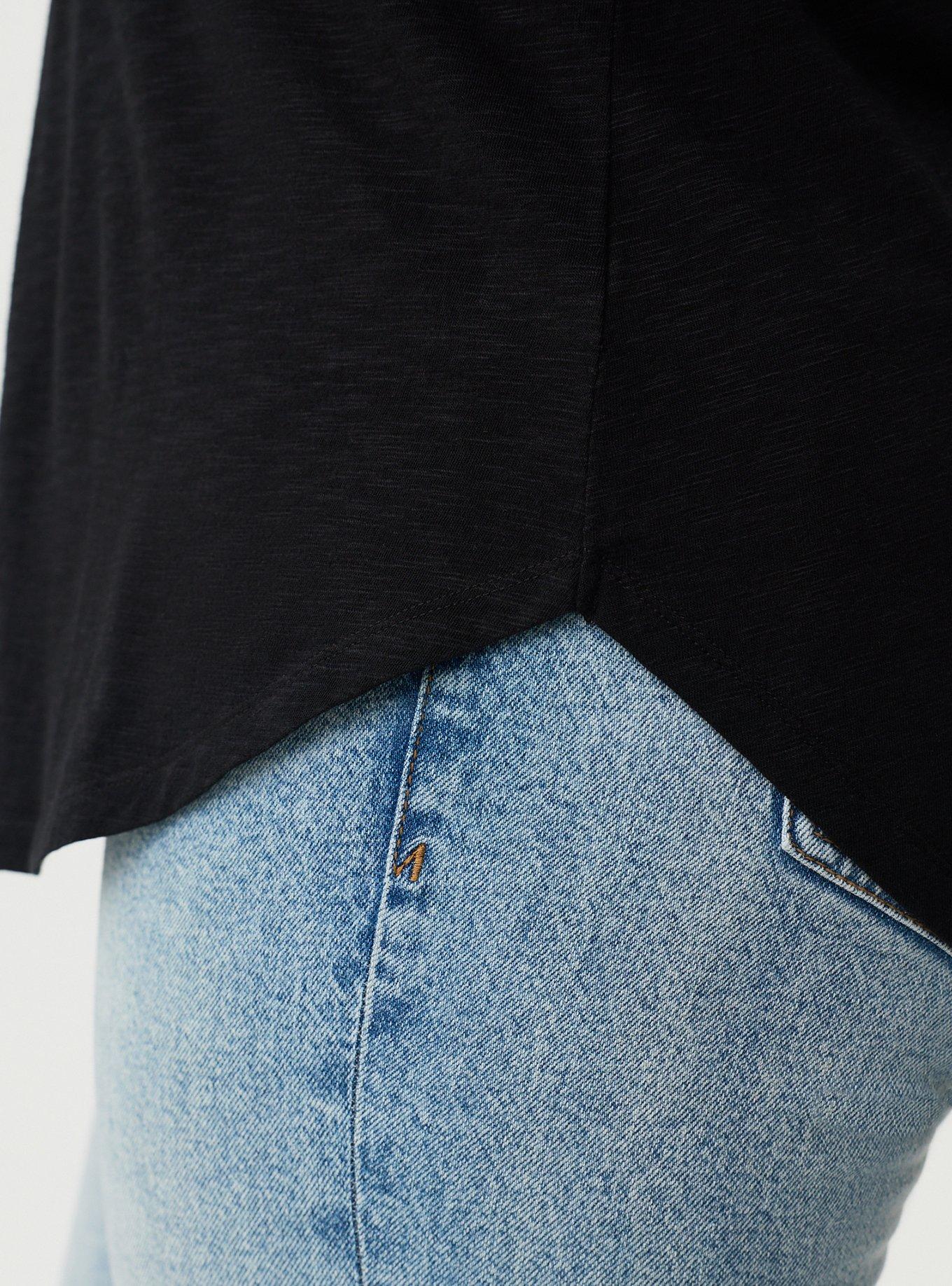 Harper Vintage Slub V-Neck Top, DEEP BLACK, alternate