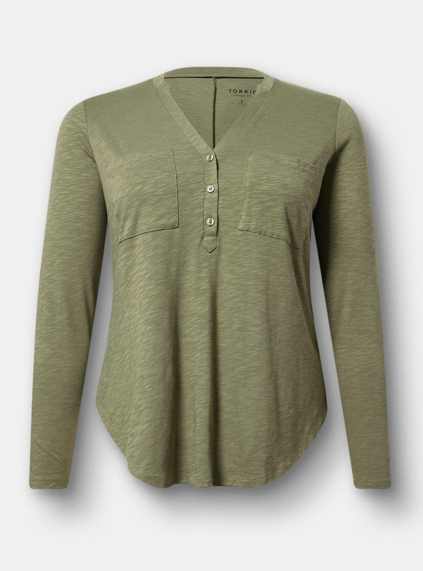 Harper Vintage Slub V-Neck Top, FOUR LEAF CLOVER, hi-res