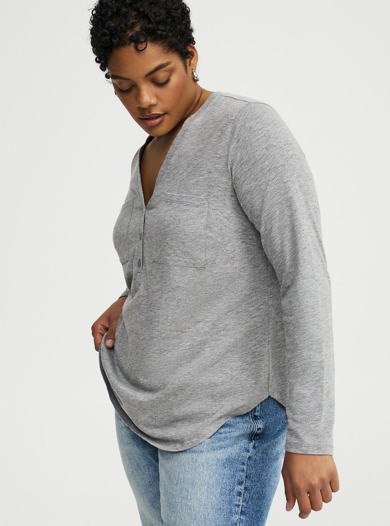 Harper Vintage Slub V-Neck Top, MED HEATHER GREY, alternate