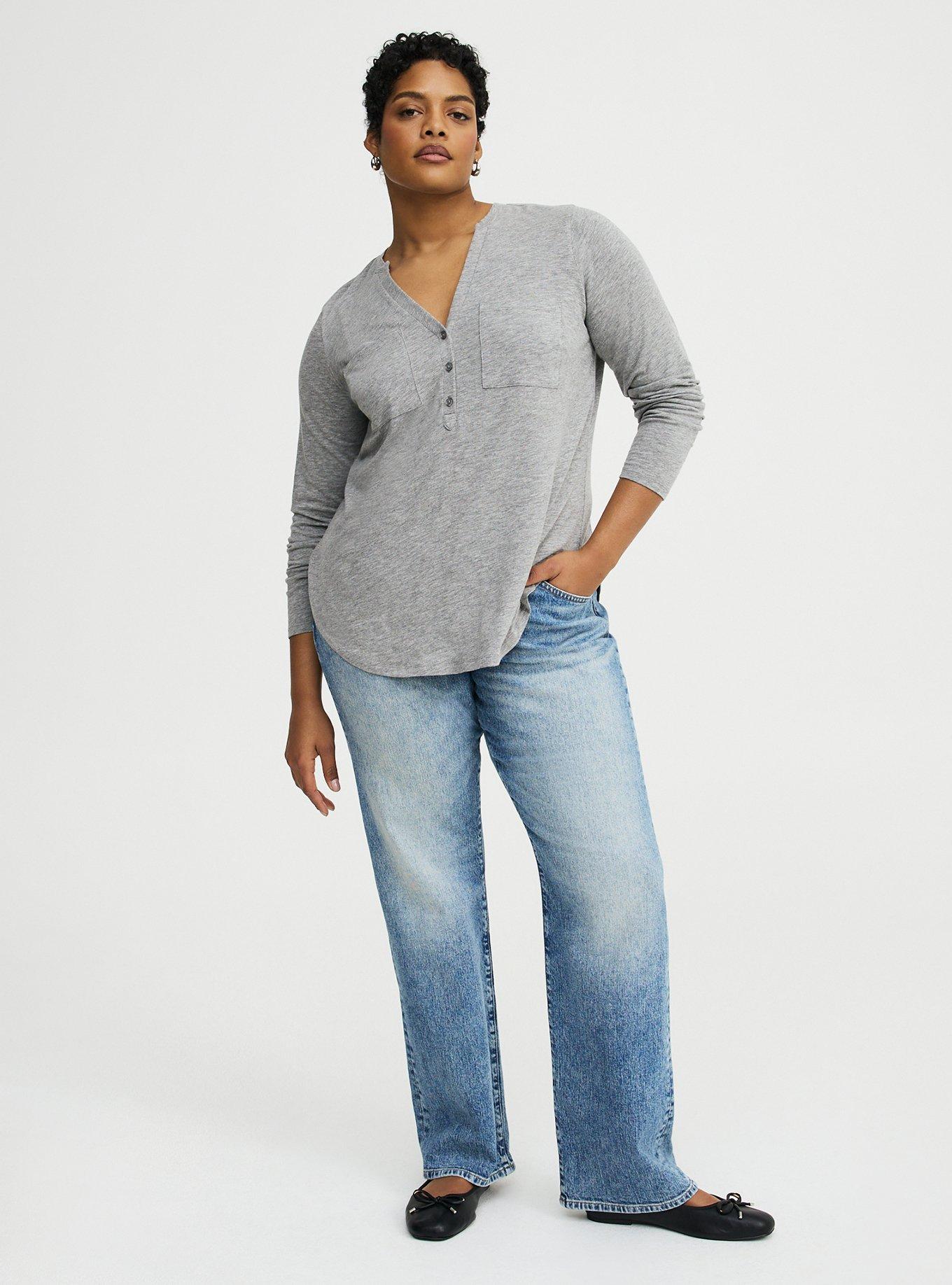 Harper Vintage Slub V-Neck Top, MED HEATHER GREY, alternate