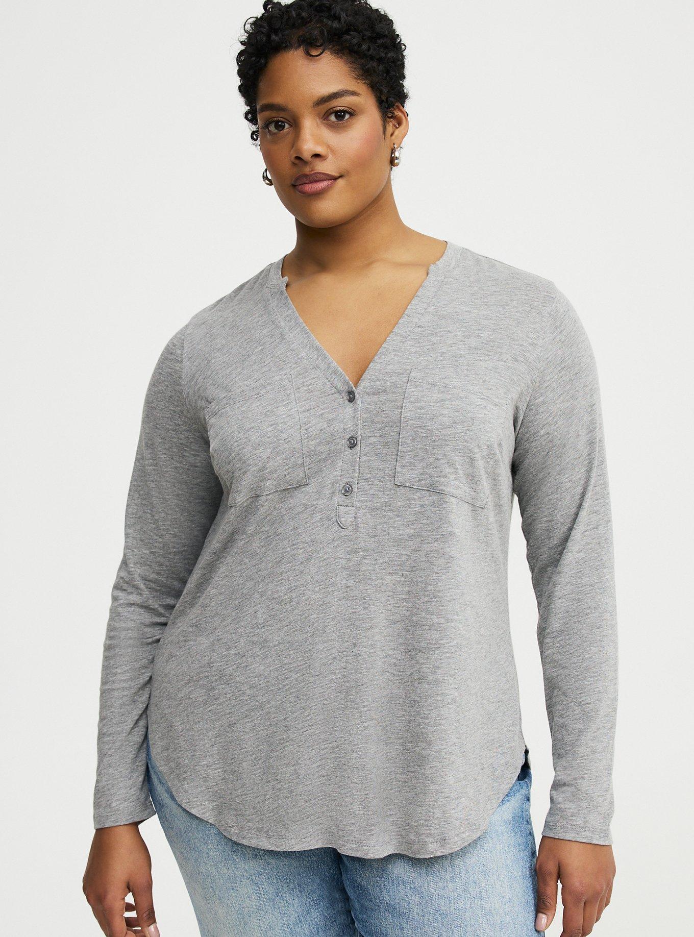 Harper Vintage Slub V-Neck Top, MED HEATHER GREY, alternate