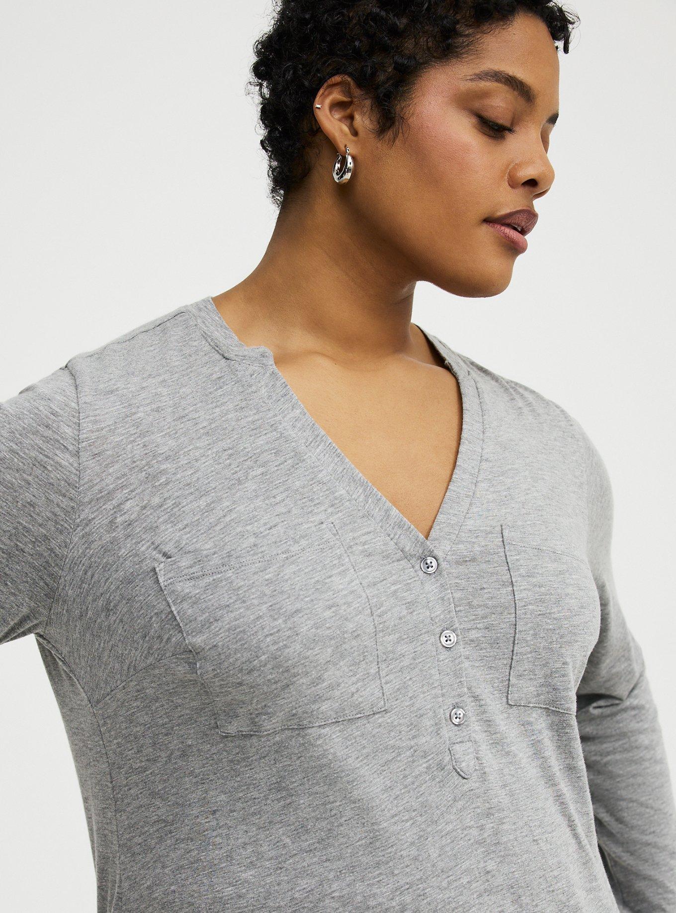 Harper Vintage Slub V-Neck Top, MED HEATHER GREY, alternate