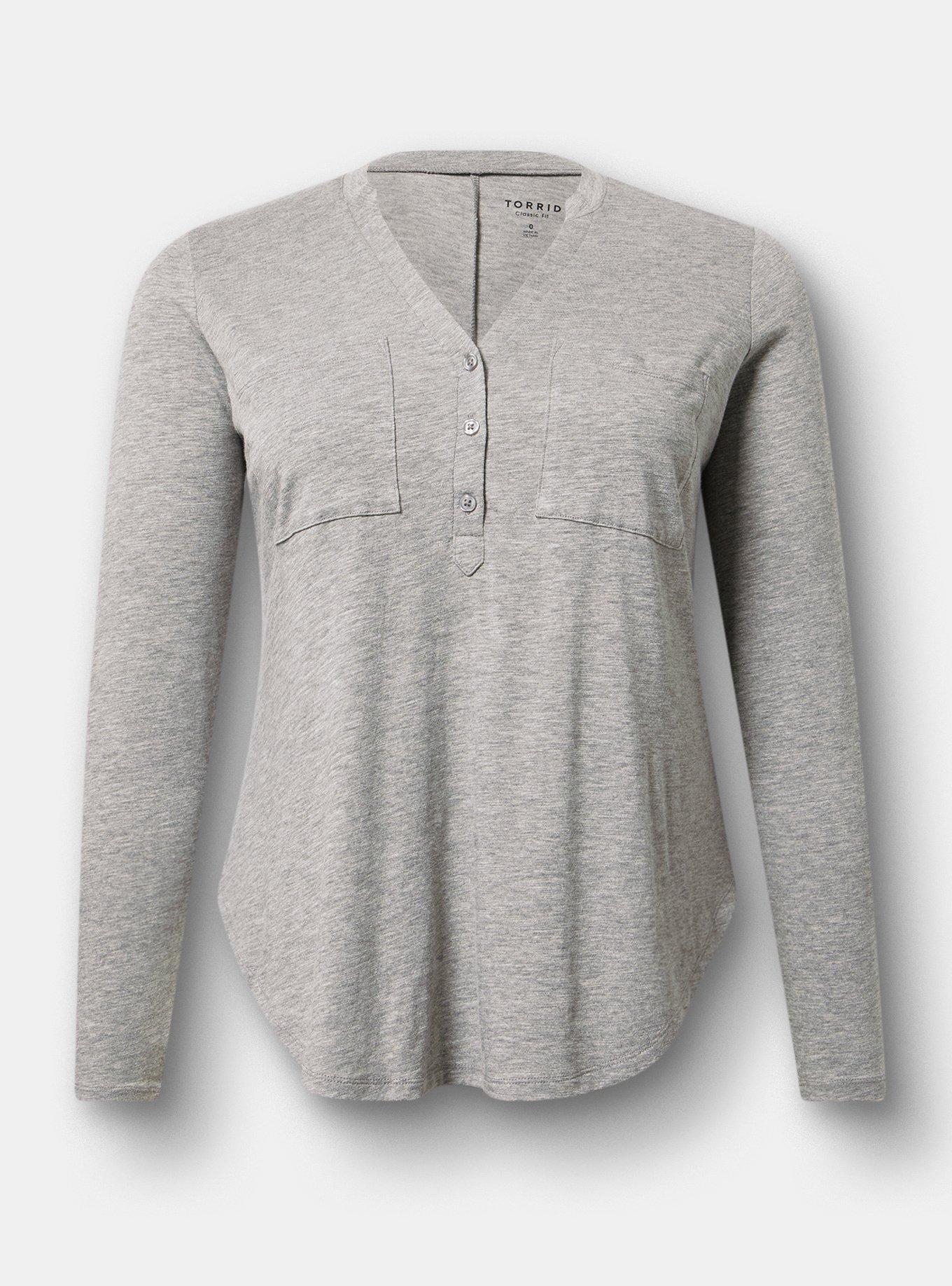 Harper Vintage Slub V-Neck Top, MED HEATHER GREY, hi-res