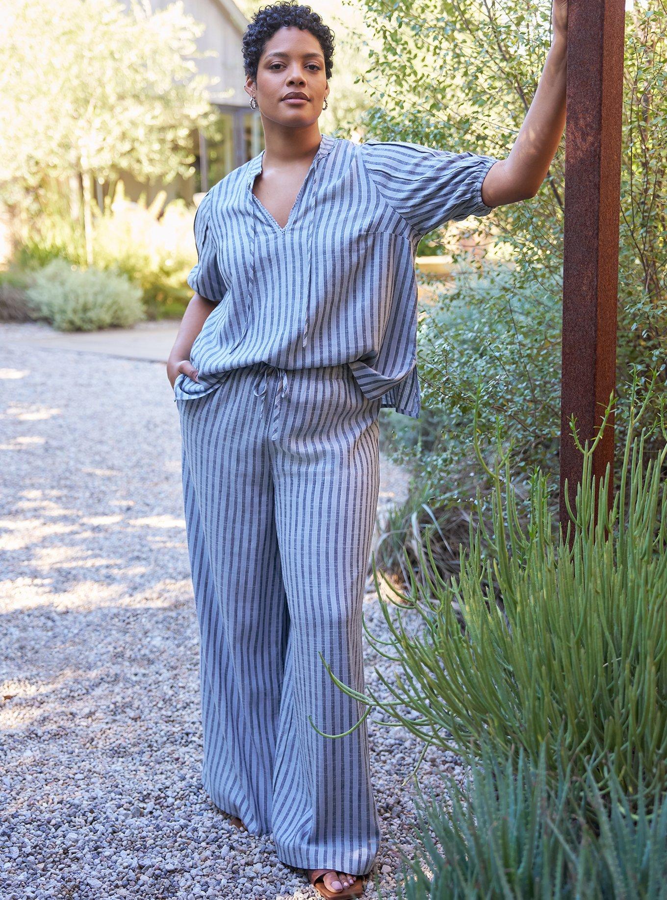 Belle Isle Pull-On Wide Leg Pant, WINSTON STRIPE BLUE, hi-res