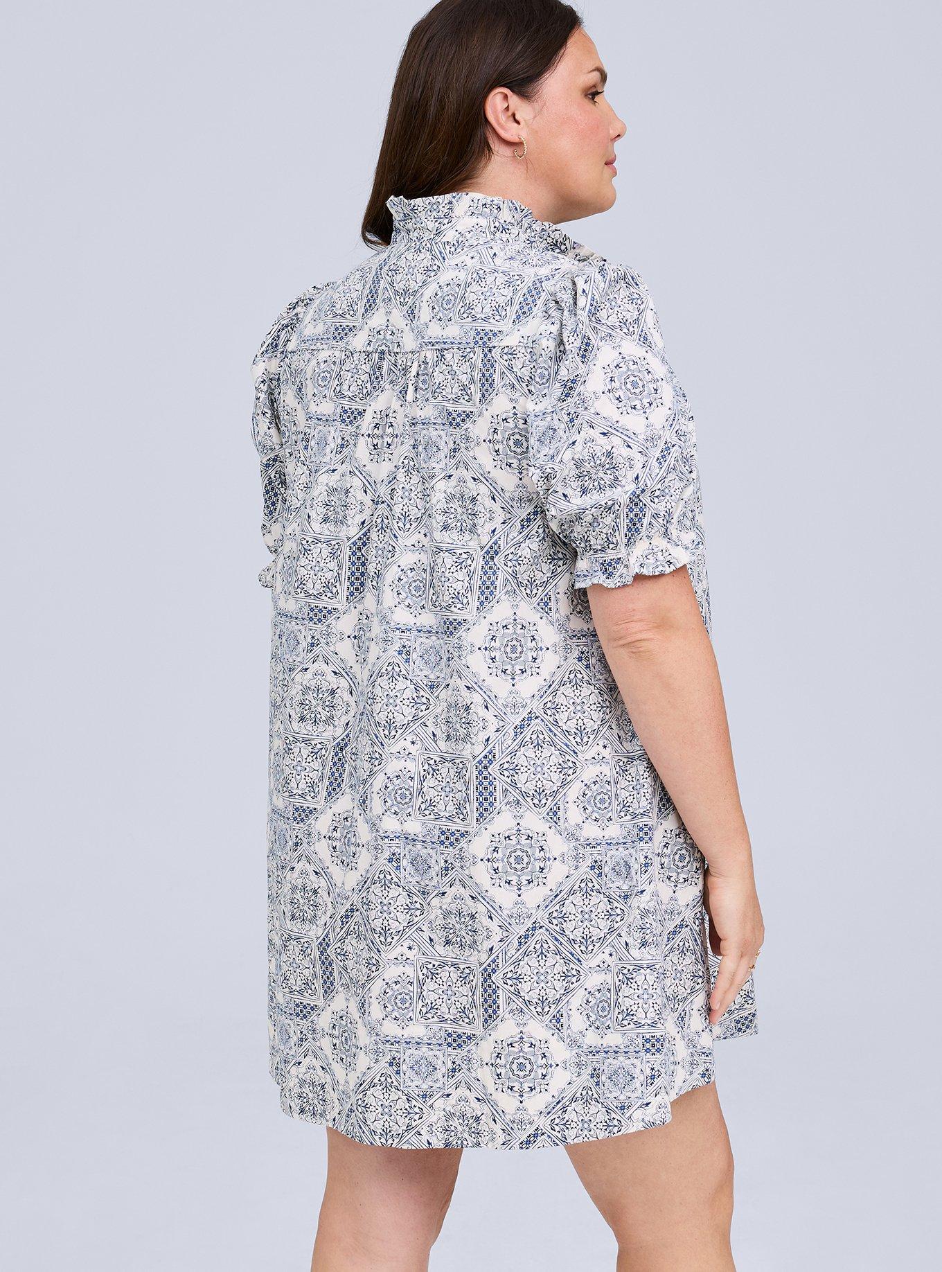 Belle Isle Ruffle Neck Mini Dress, SANTORINI TILES IVORY, alternate