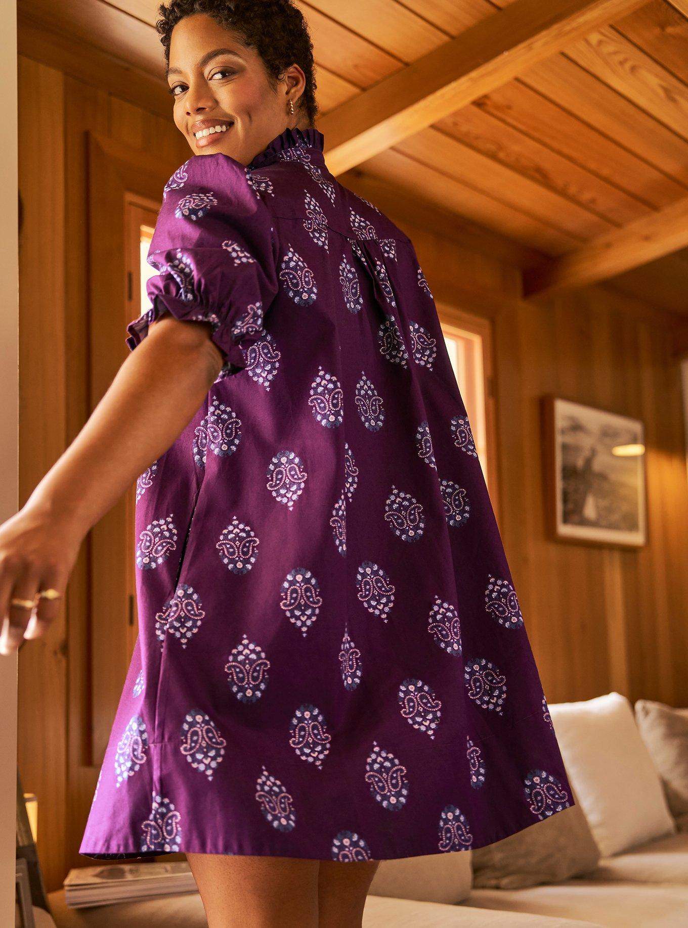 Belle Isle Ruffle Neck Mini Dress, PRIYA FLOWERS PURPLE, alternate