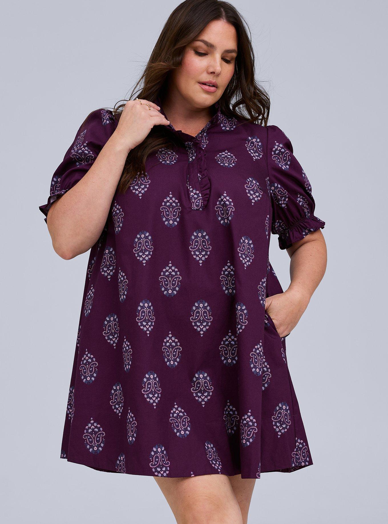 Belle Isle Ruffle Neck Mini Dress, PRIYA FLOWERS PURPLE, alternate