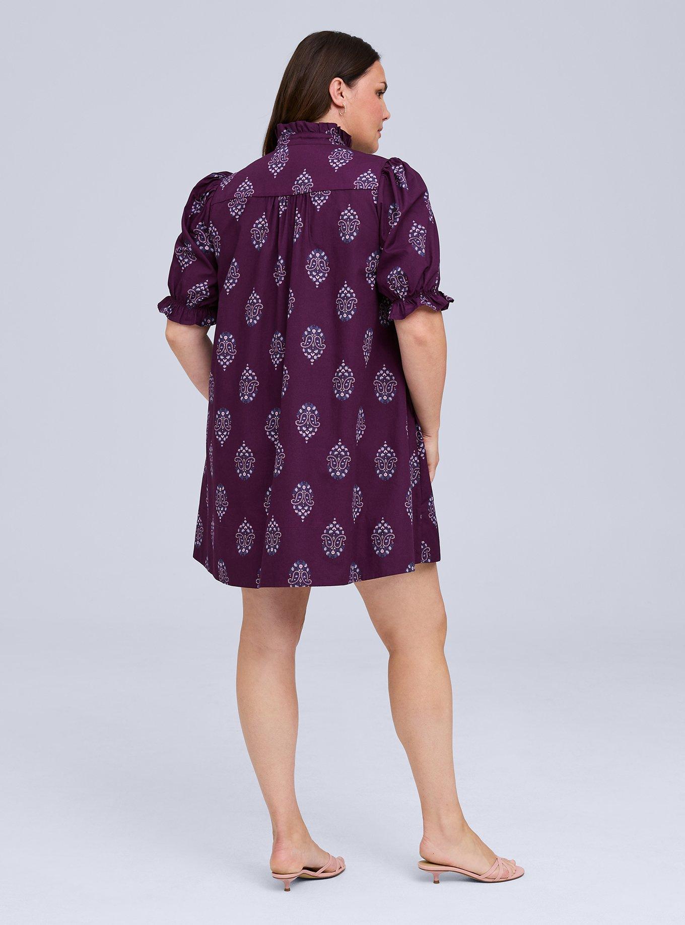 Belle Isle Ruffle Neck Mini Dress, PRIYA FLOWERS PURPLE, alternate