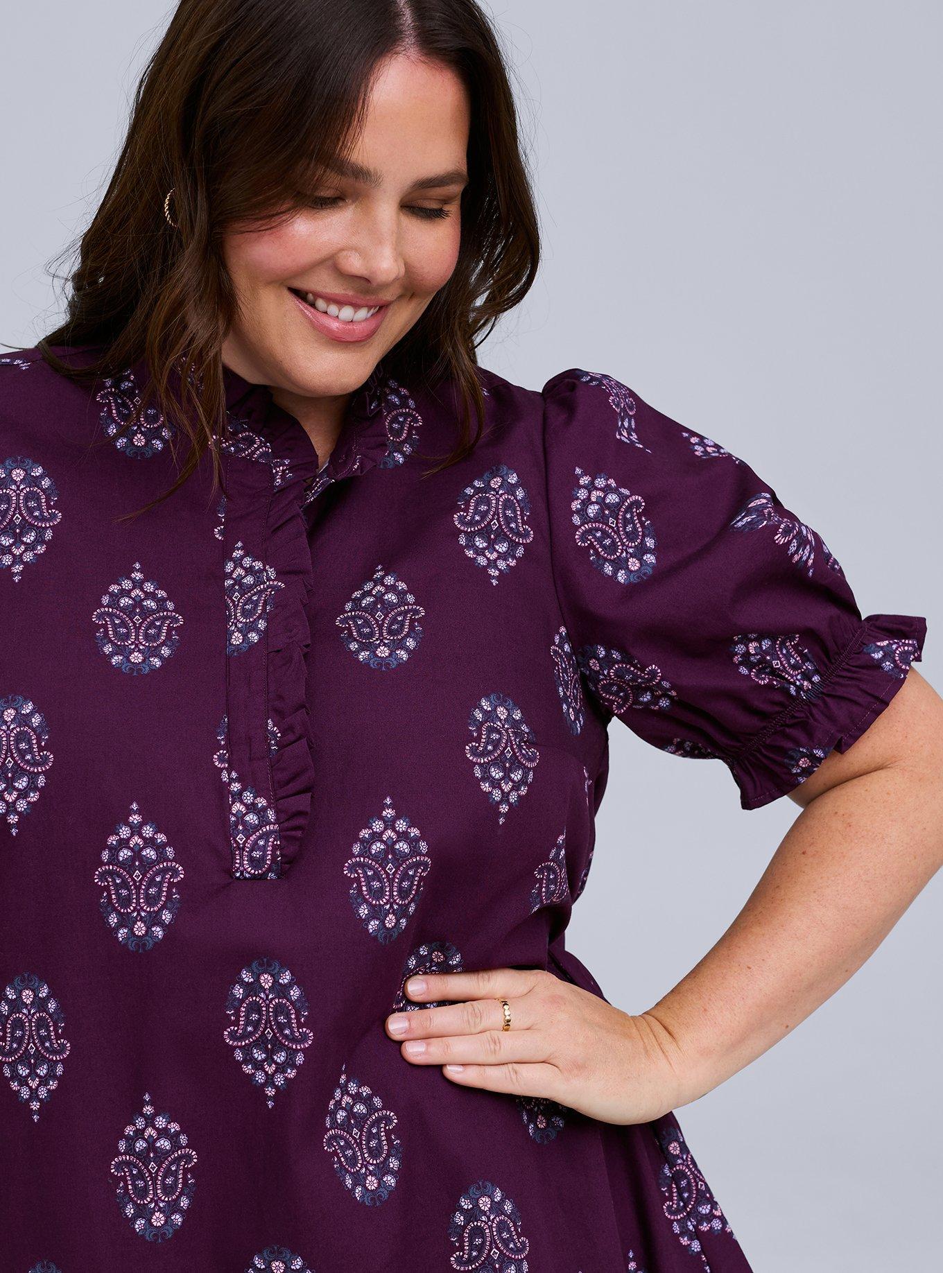 Belle Isle Ruffle Neck Mini Dress, PRIYA FLOWERS PURPLE, alternate