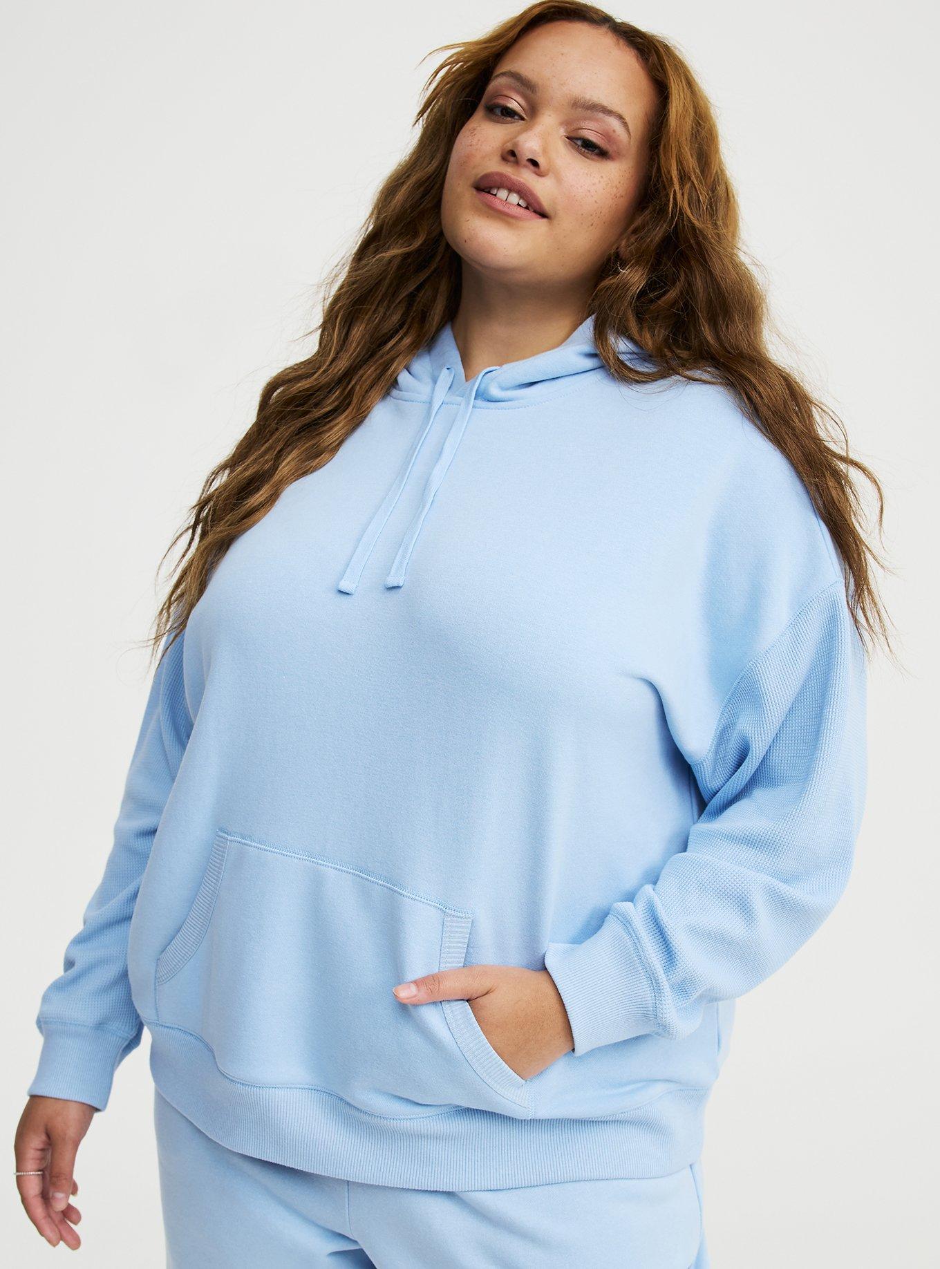 French Terry Contrast Hoodie, CHAMBRAY BLUE, alternate