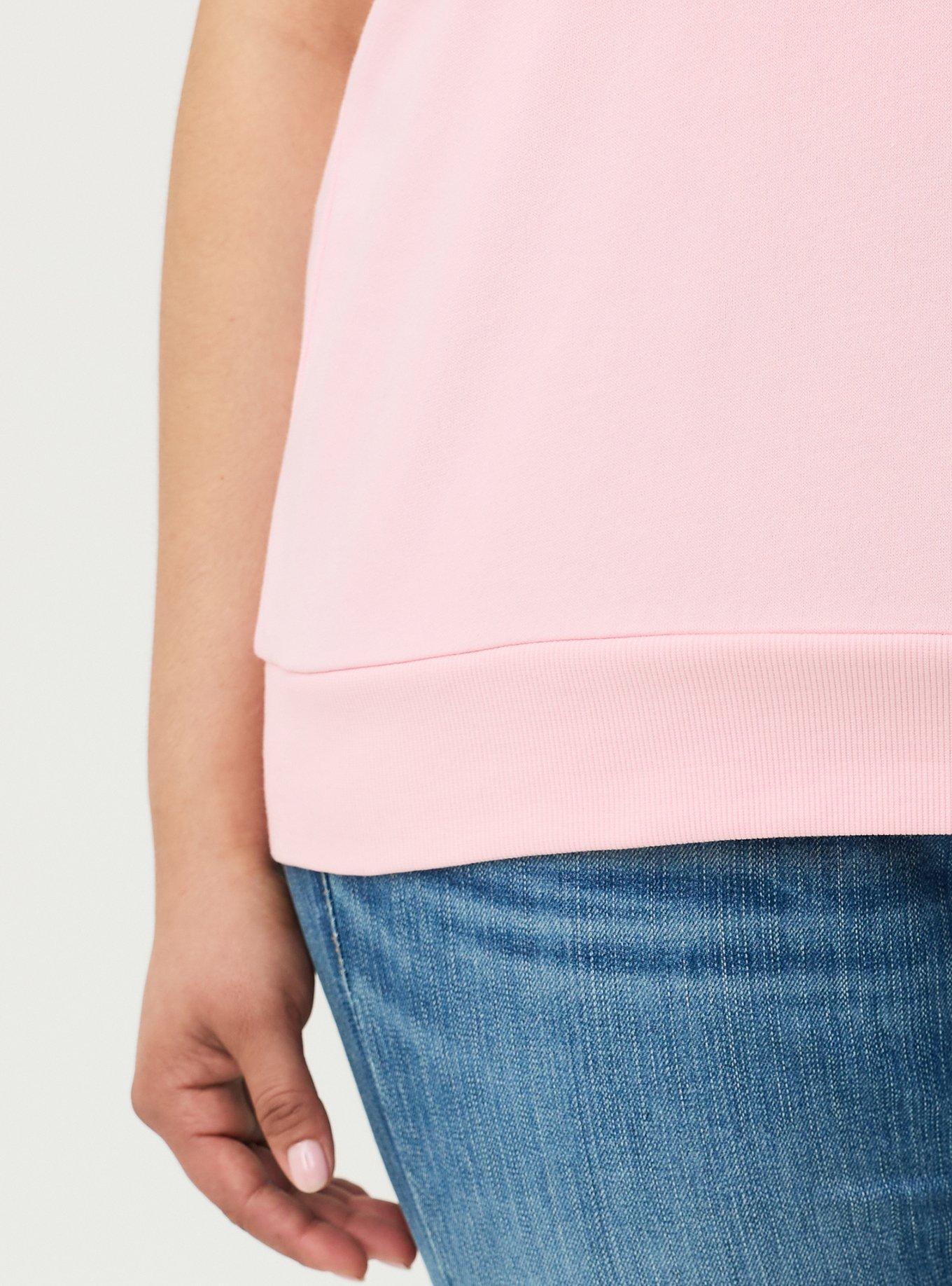 Cozy Fleece V-Neck Crochet Sweatshirt, TICKLED PINK, alternate