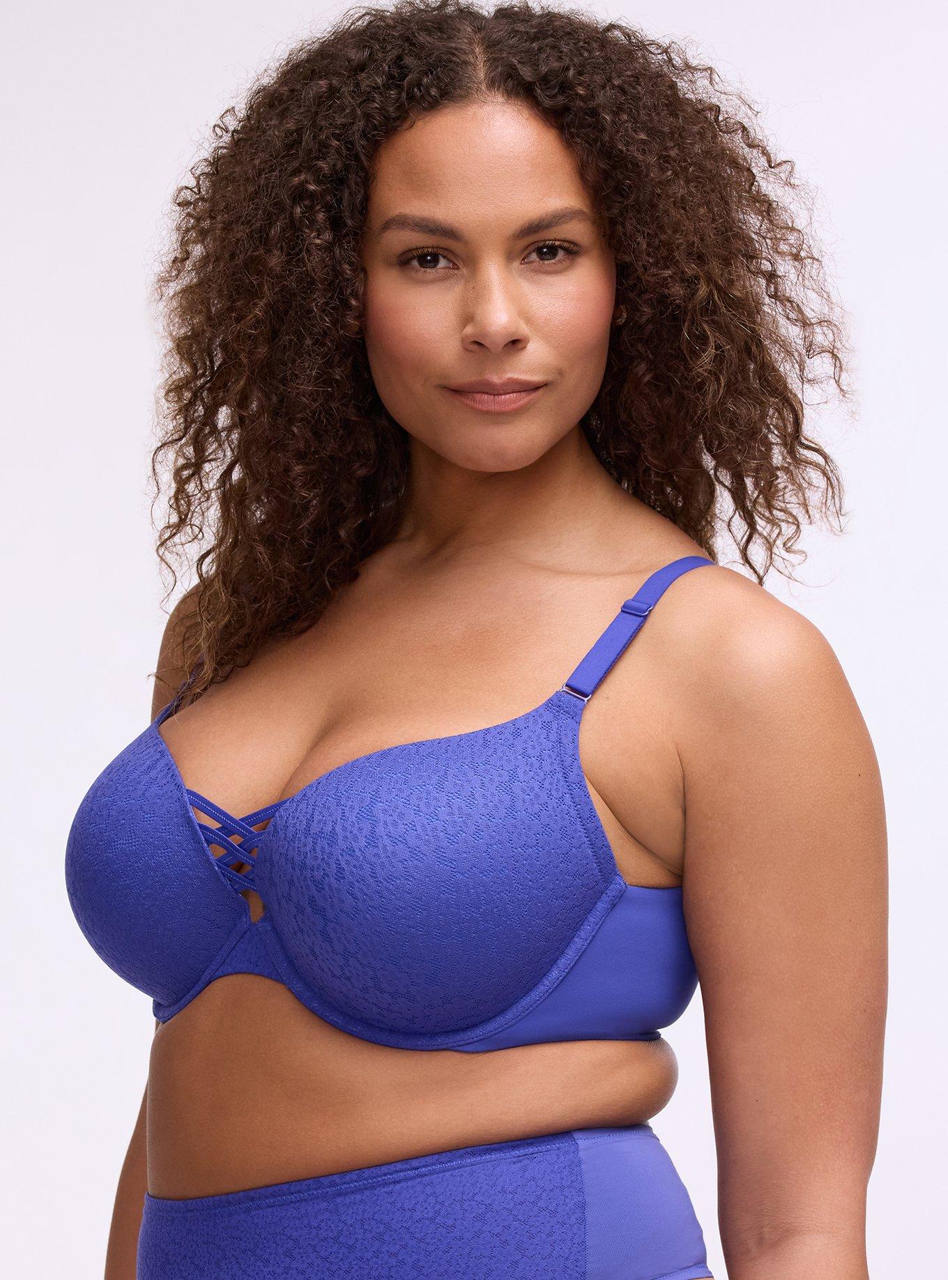 XO Plunge Push-Up Lace Bra, ROYAL BLUE, alternate
