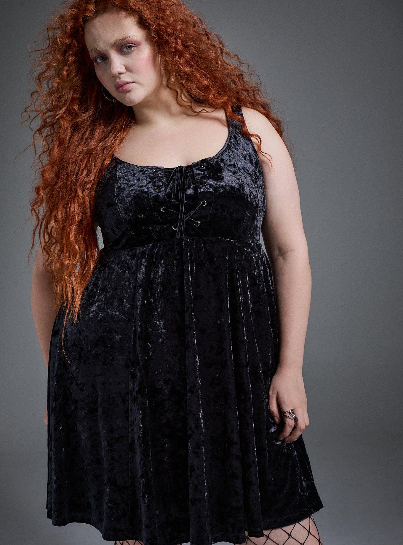 Nightfall Crushed Velvet Lace-Up Mini Dress