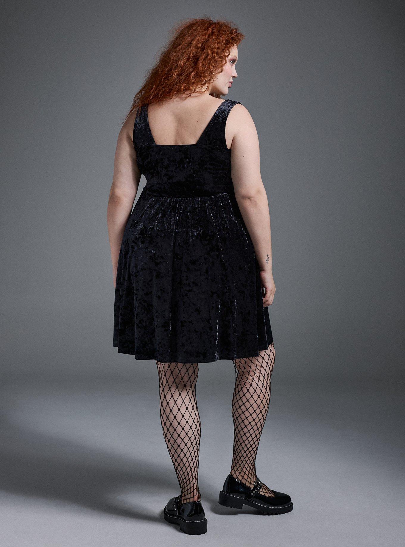 Nightfall Crushed Velvet Lace-Up Mini Dress, DEEP BLACK, alternate