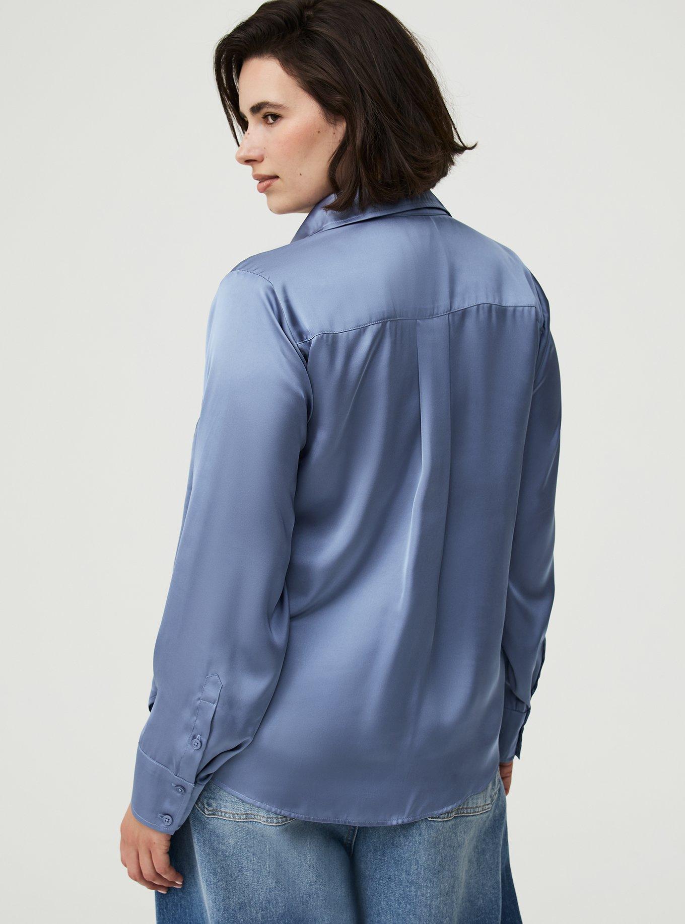 Satin Relaxed Button-Up Shirt, TROPOSPHERE, alternate