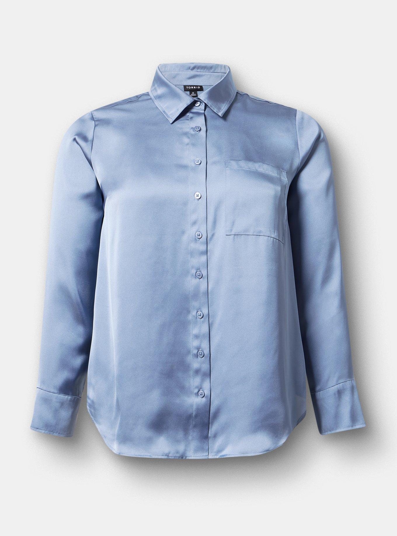 Satin Relaxed Button-Up Shirt, TROPOSPHERE, hi-res