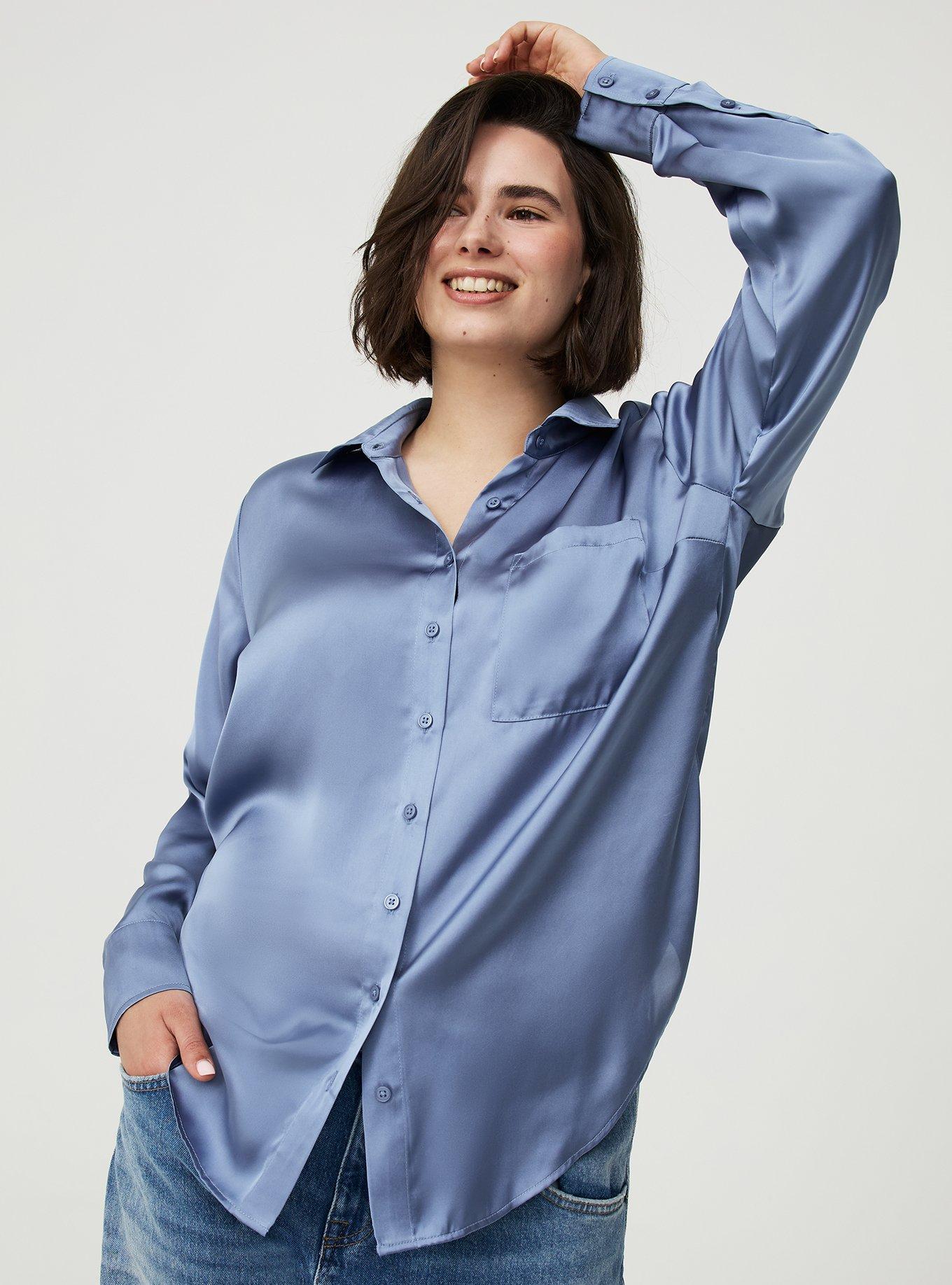 Satin Relaxed Button-Up Shirt