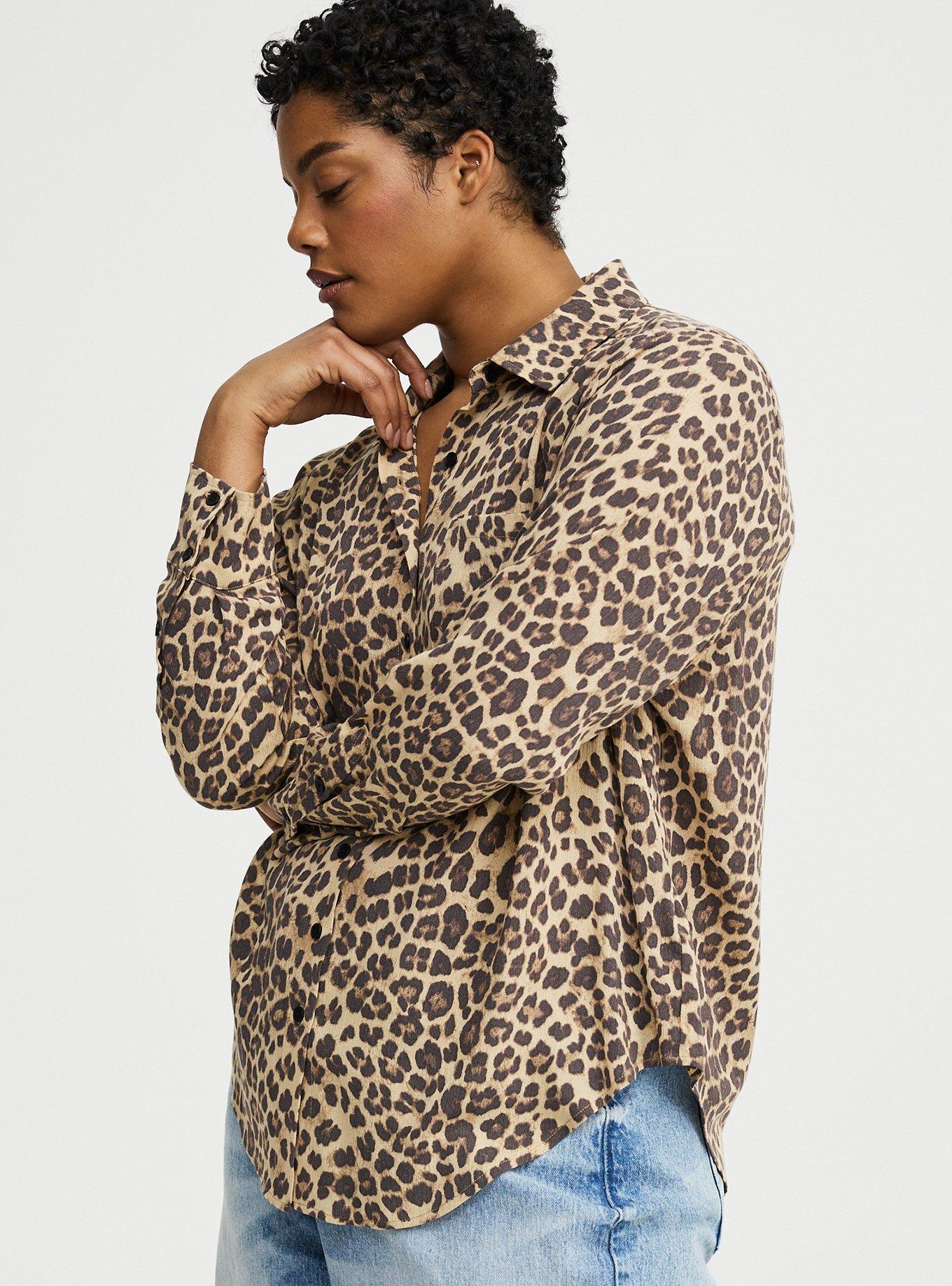 Lizzie Button-Up Shirt, FIFTIES LEOPARD IVORY, alternate