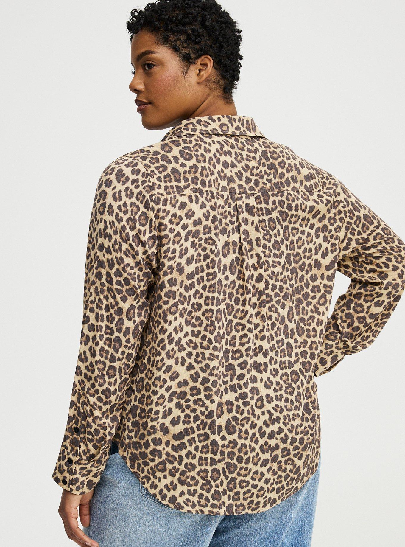 Lizzie Button-Up Shirt, FIFTIES LEOPARD IVORY, alternate