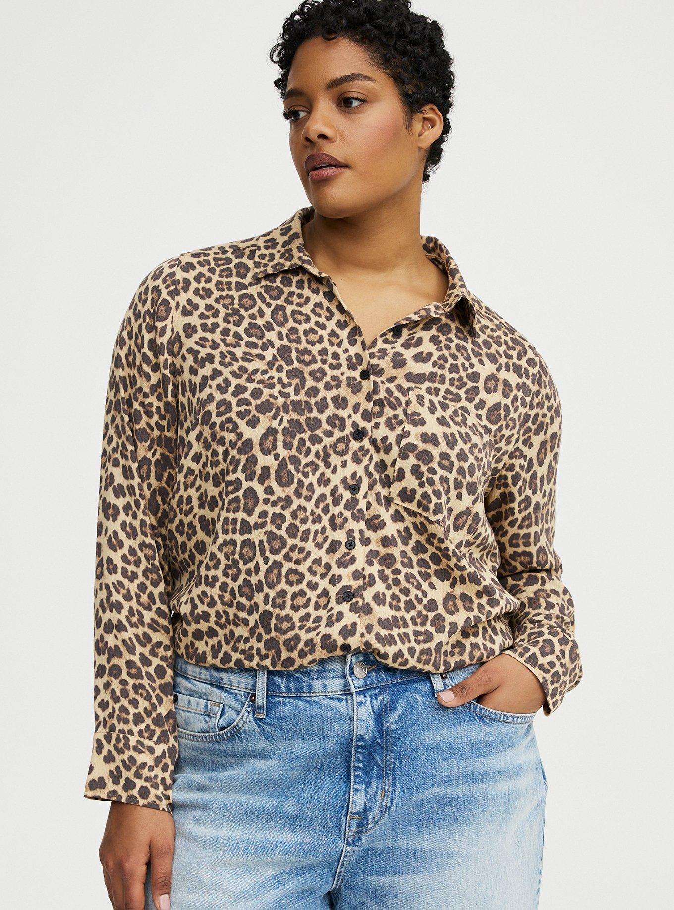Lizzie Button-Up Shirt, FIFTIES LEOPARD IVORY, alternate