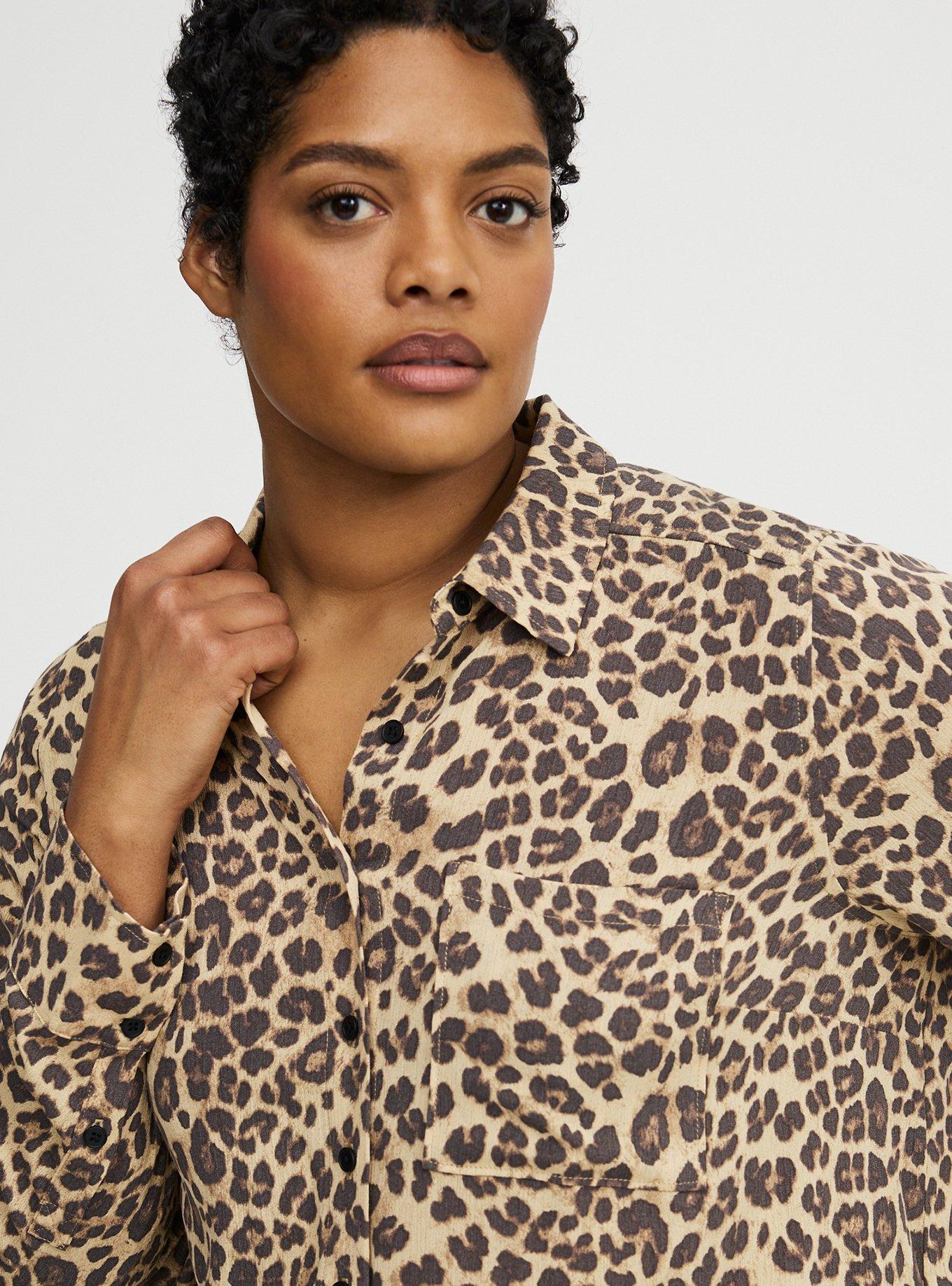 Lizzie Button-Up Shirt, FIFTIES LEOPARD IVORY, alternate
