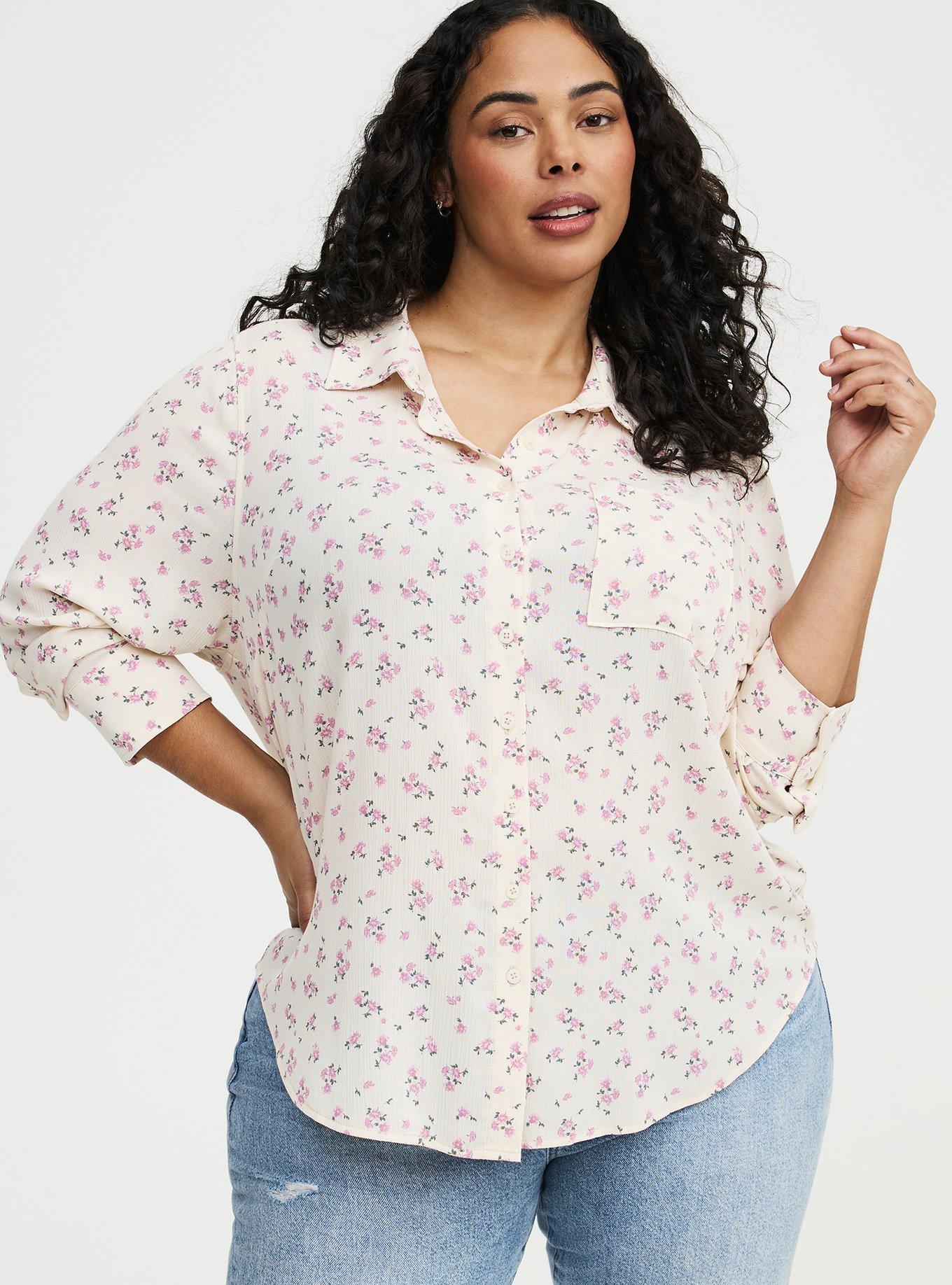 Lizzie Button-Up Shirt, DITSY BLUES PINK, hi-res