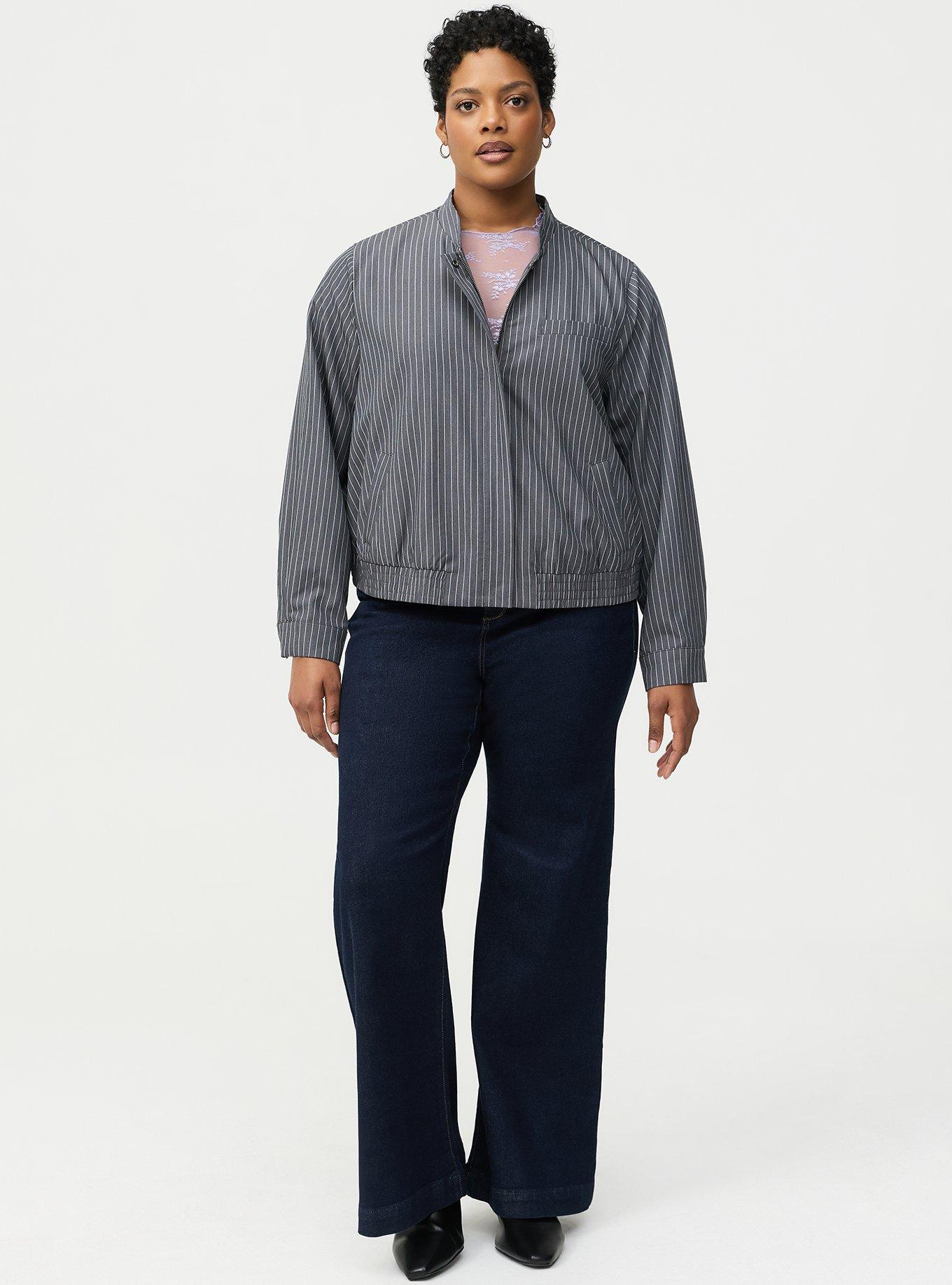 Pinstripe Bomber Jacket, CLASSIC PINSTRIPE GREY, alternate