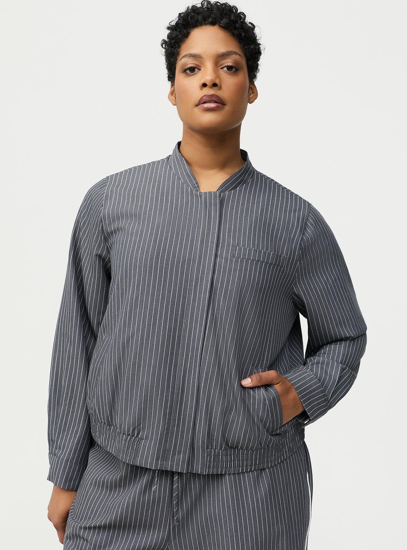 Pinstripe Bomber Jacket, CLASSIC PINSTRIPE GREY, alternate