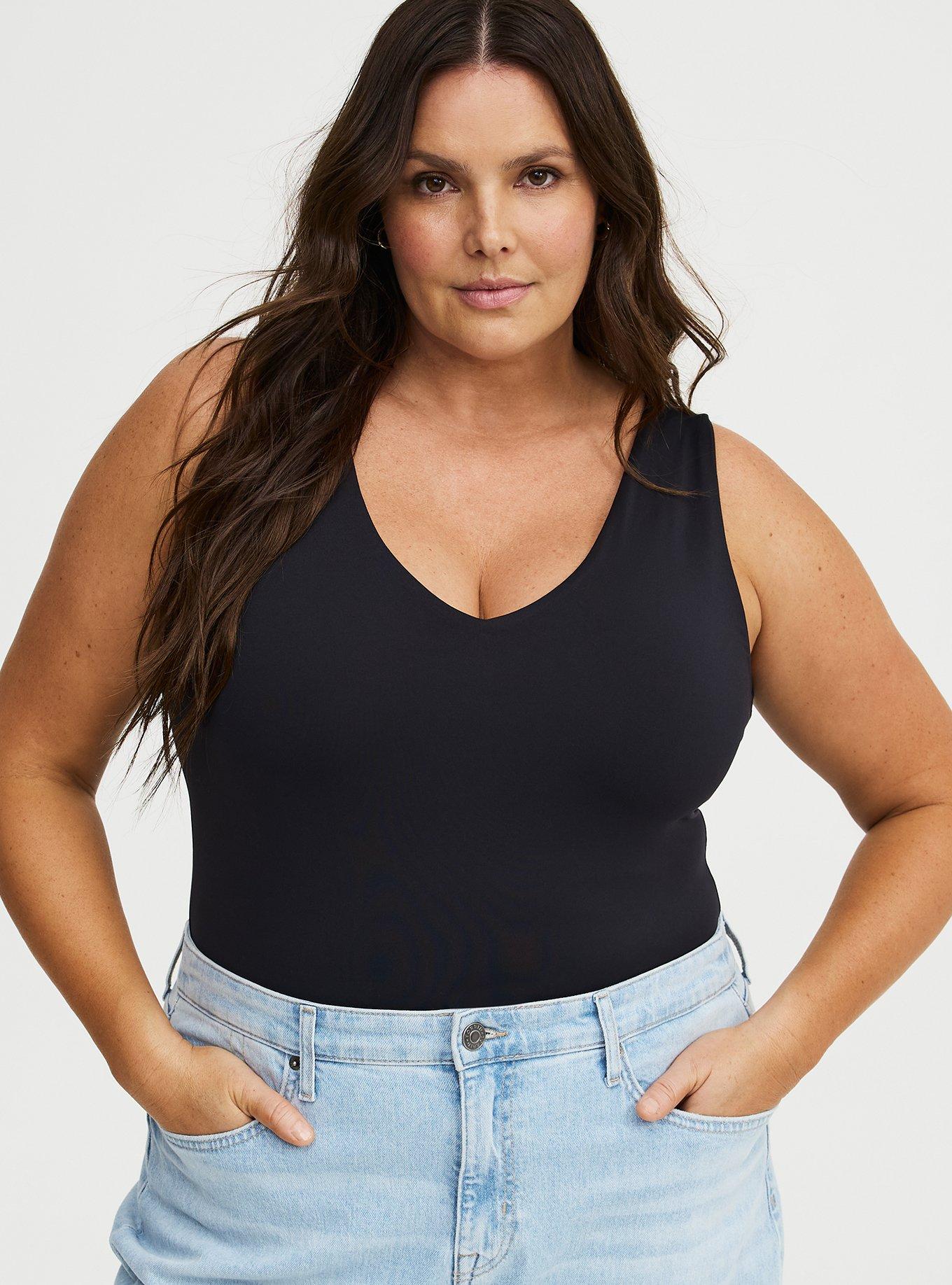 Smoothing V-Neck Bodysuit, DEEP BLACK, alternate