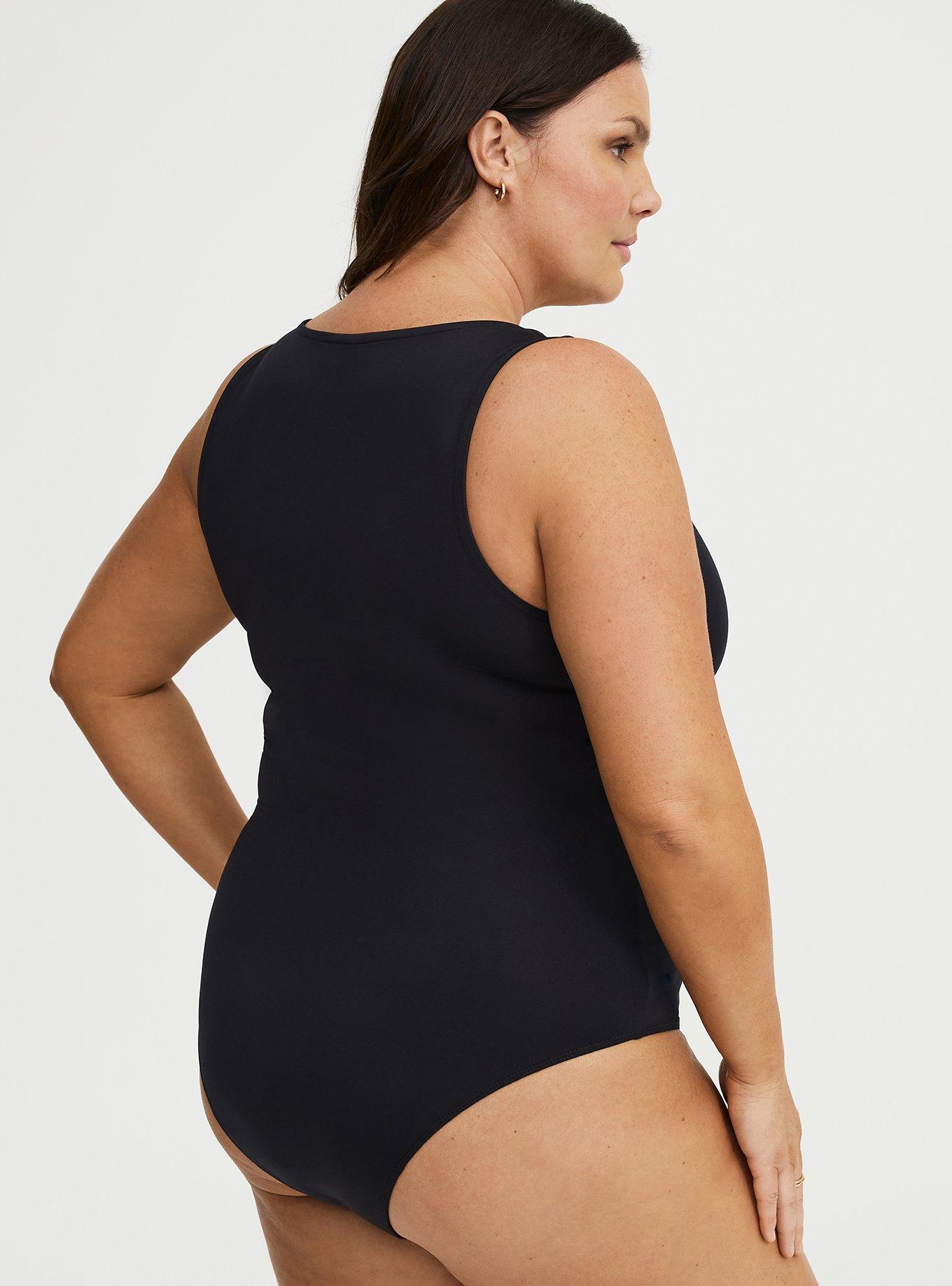 Smoothing V-Neck Bodysuit, DEEP BLACK, alternate