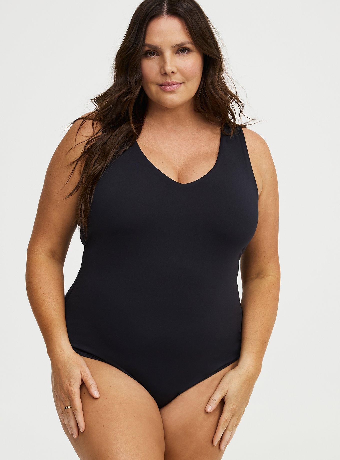 Smoothing V-Neck Bodysuit, DEEP BLACK, hi-res