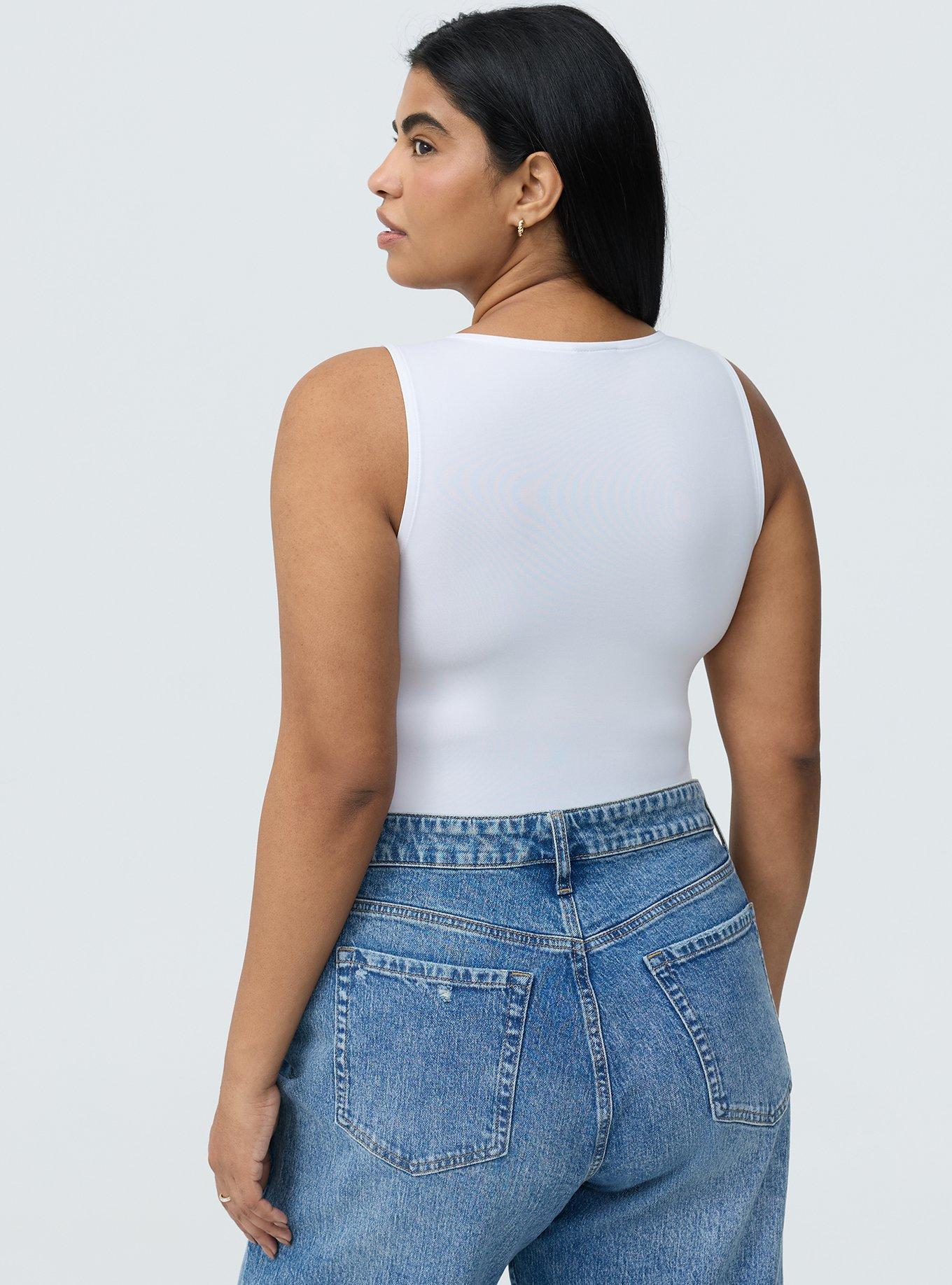 Smoothing V-Neck Bodysuit, BRIGHT WHITE, alternate