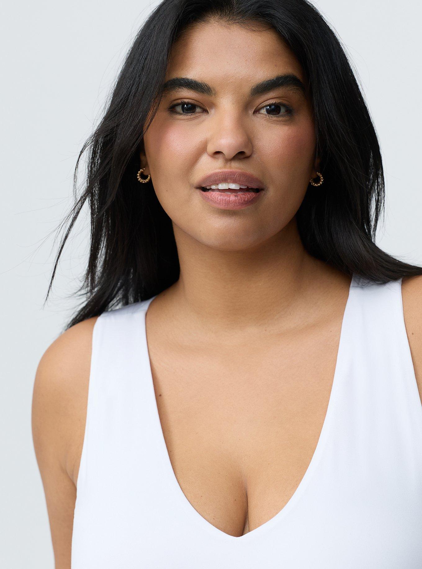 Smoothing V-Neck Bodysuit, BRIGHT WHITE, alternate